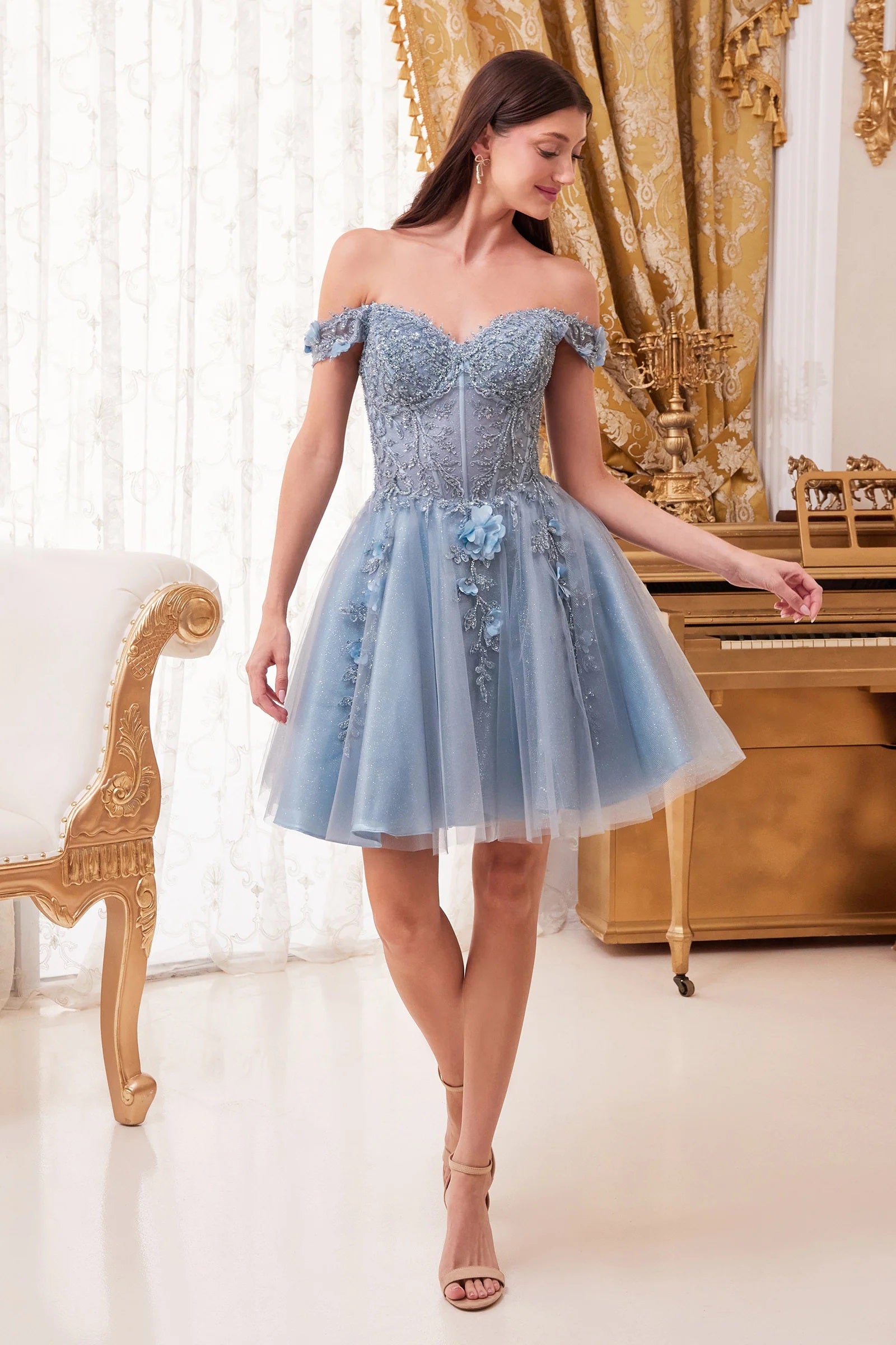 off the shoulder corset dress short Off the Shoulder Lavender Corset Ruffle Short Dress Dreamdressy