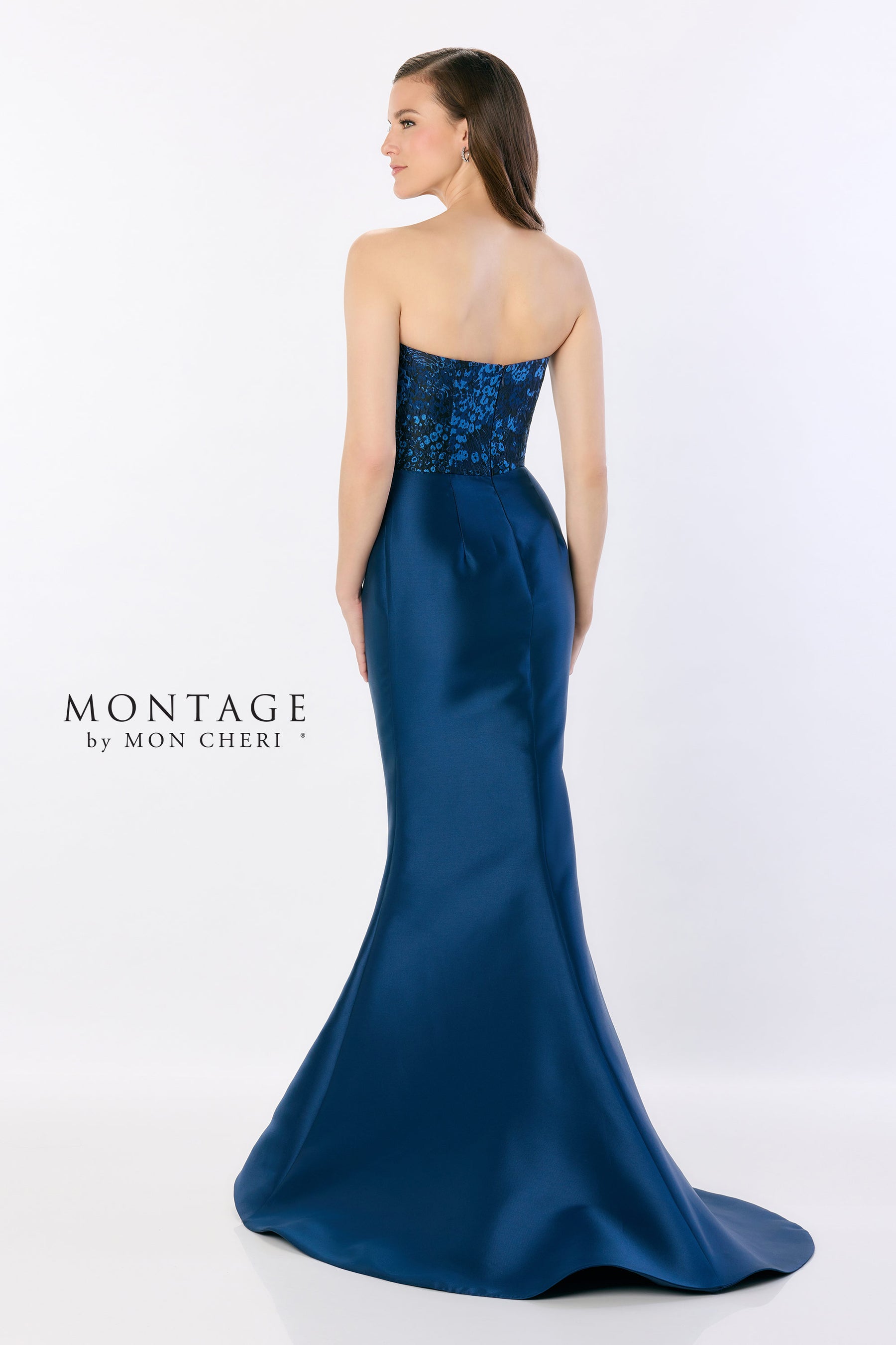 Abstract Brocade Cascading Ruffle Gown