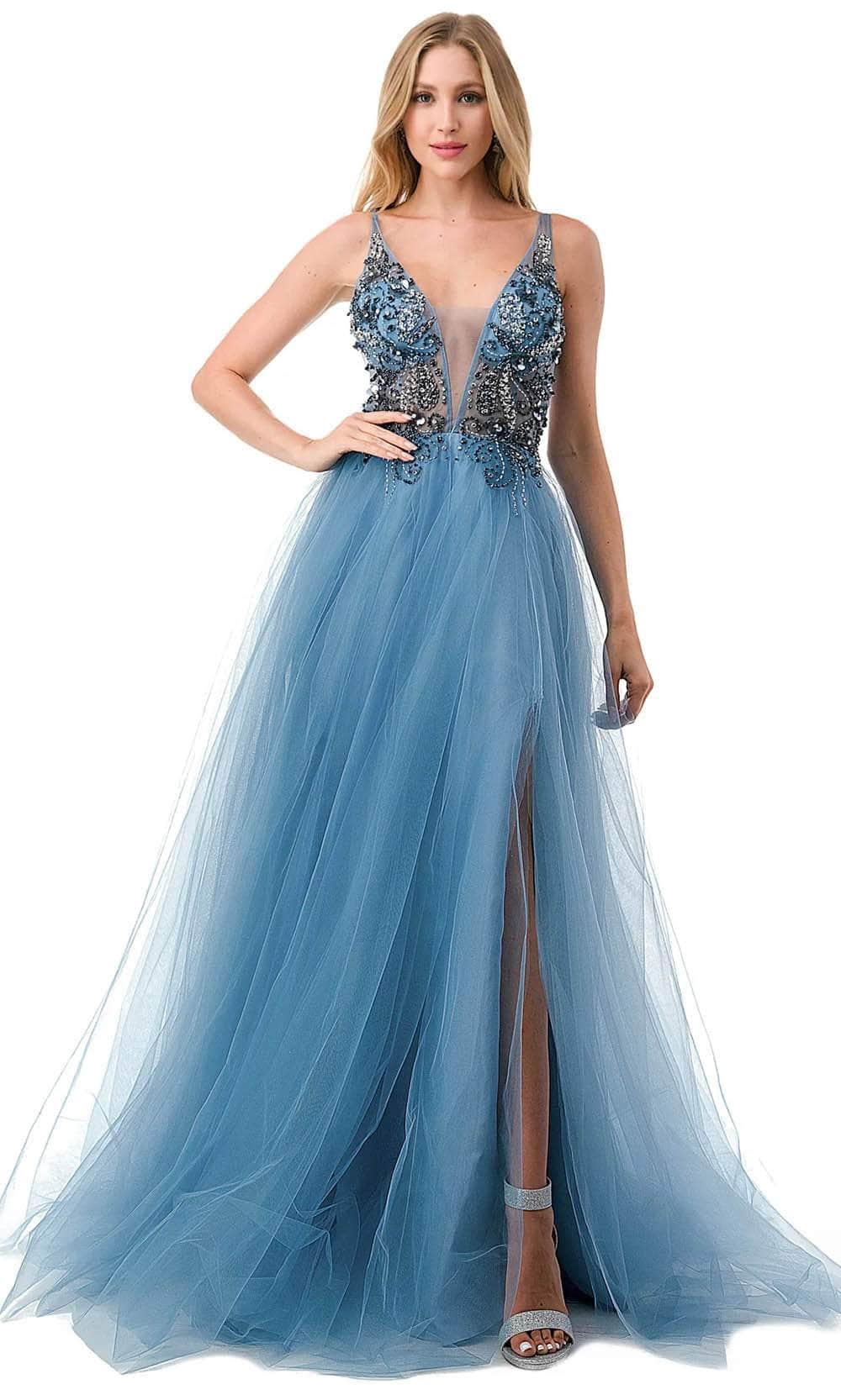 Beaded Illusion Bodice Tulle Gown
