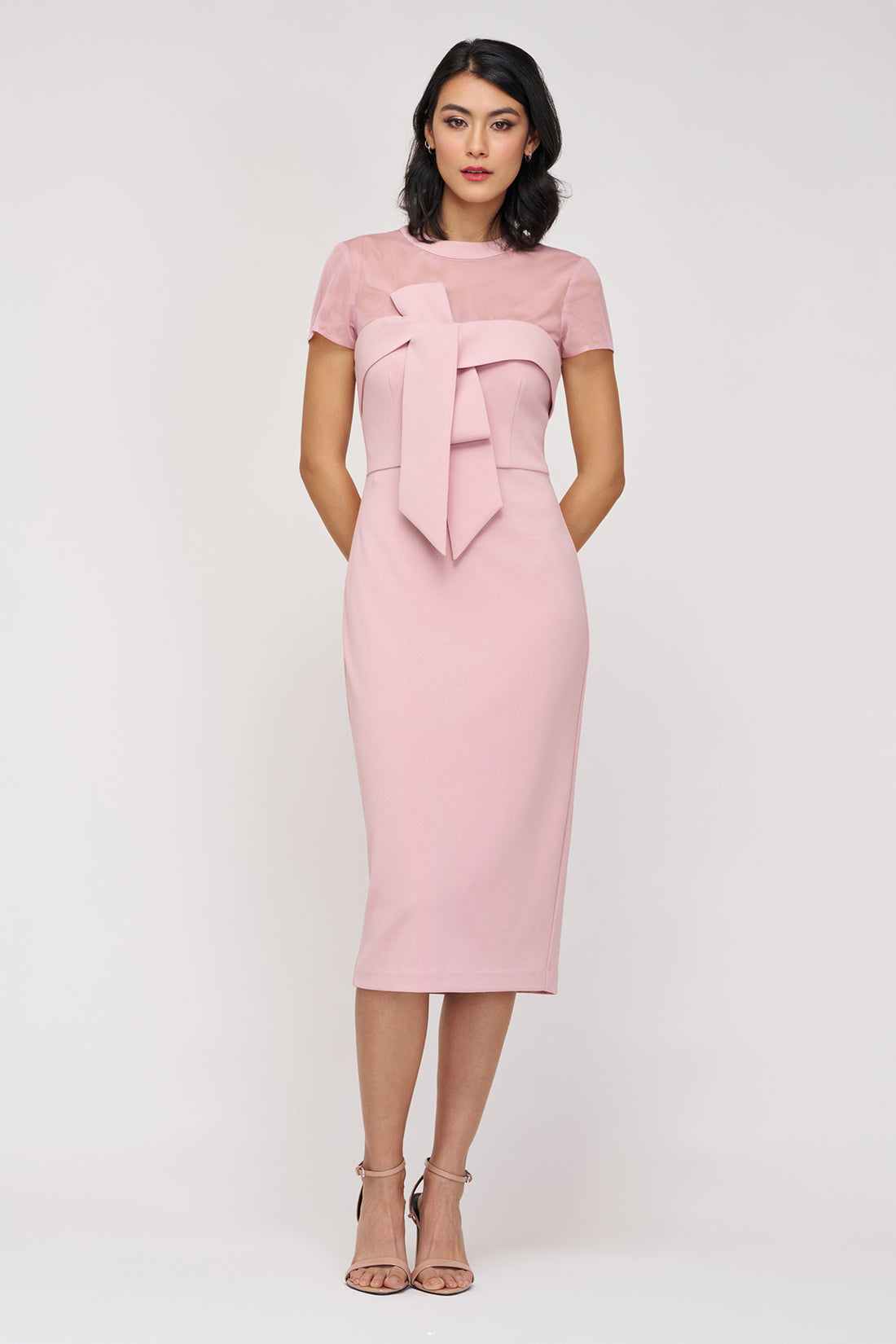 Blush Roselle Bow Cocktail Dress