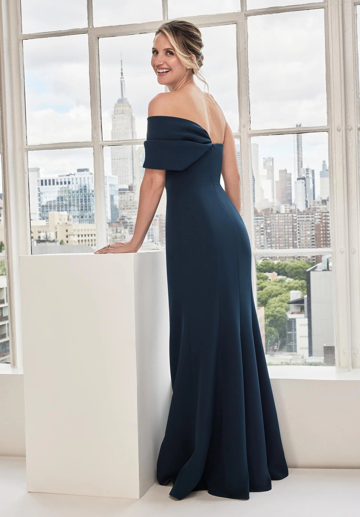 Bow Neckline Off Shoulder Trumpet Gown
