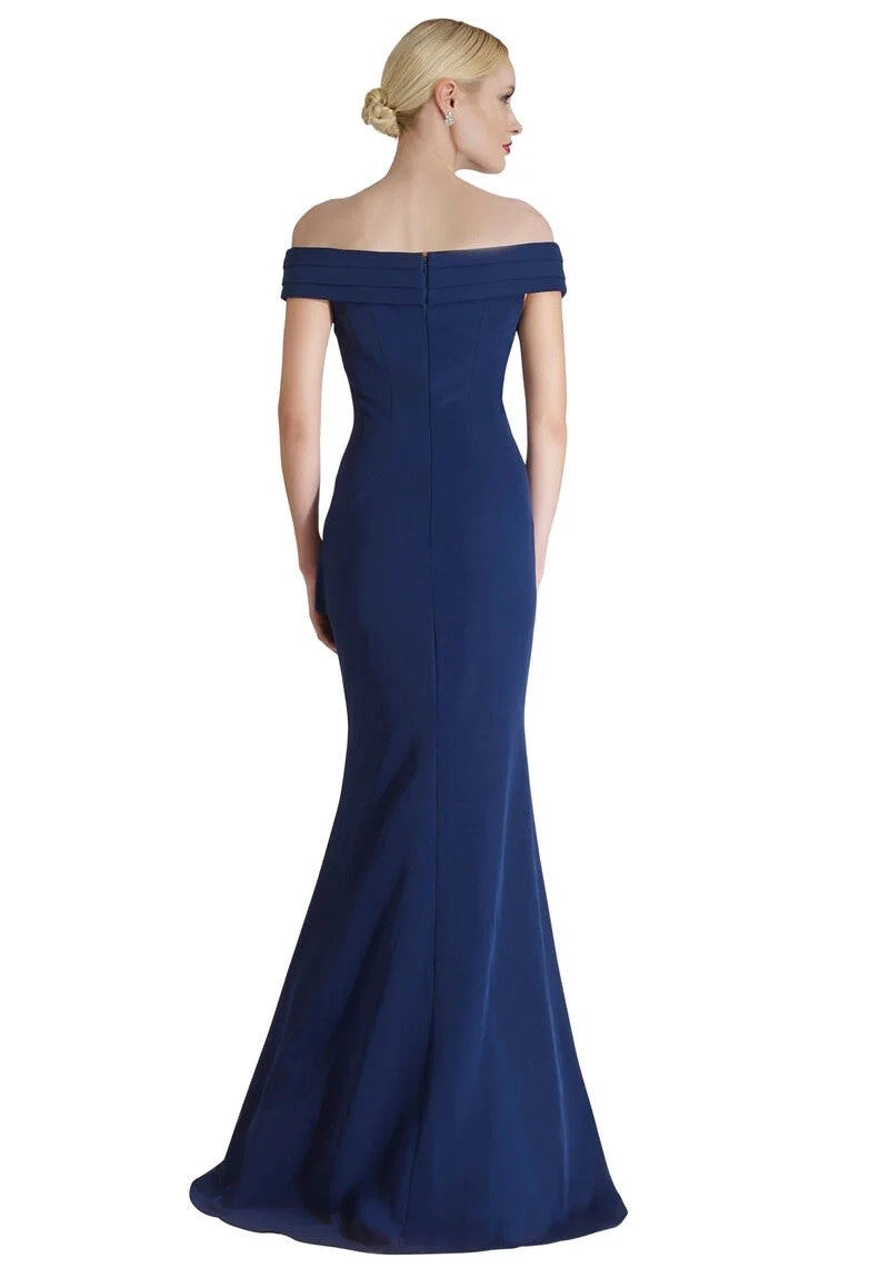 Cascading Ruffle Off Shoulder Gown