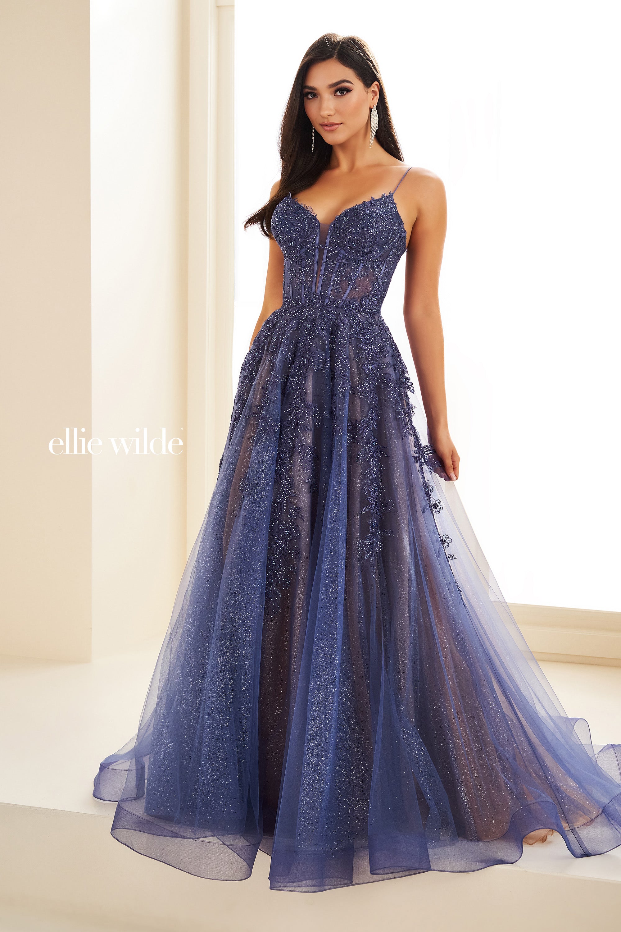 Corset Glitter Tulle Trumpet Gown