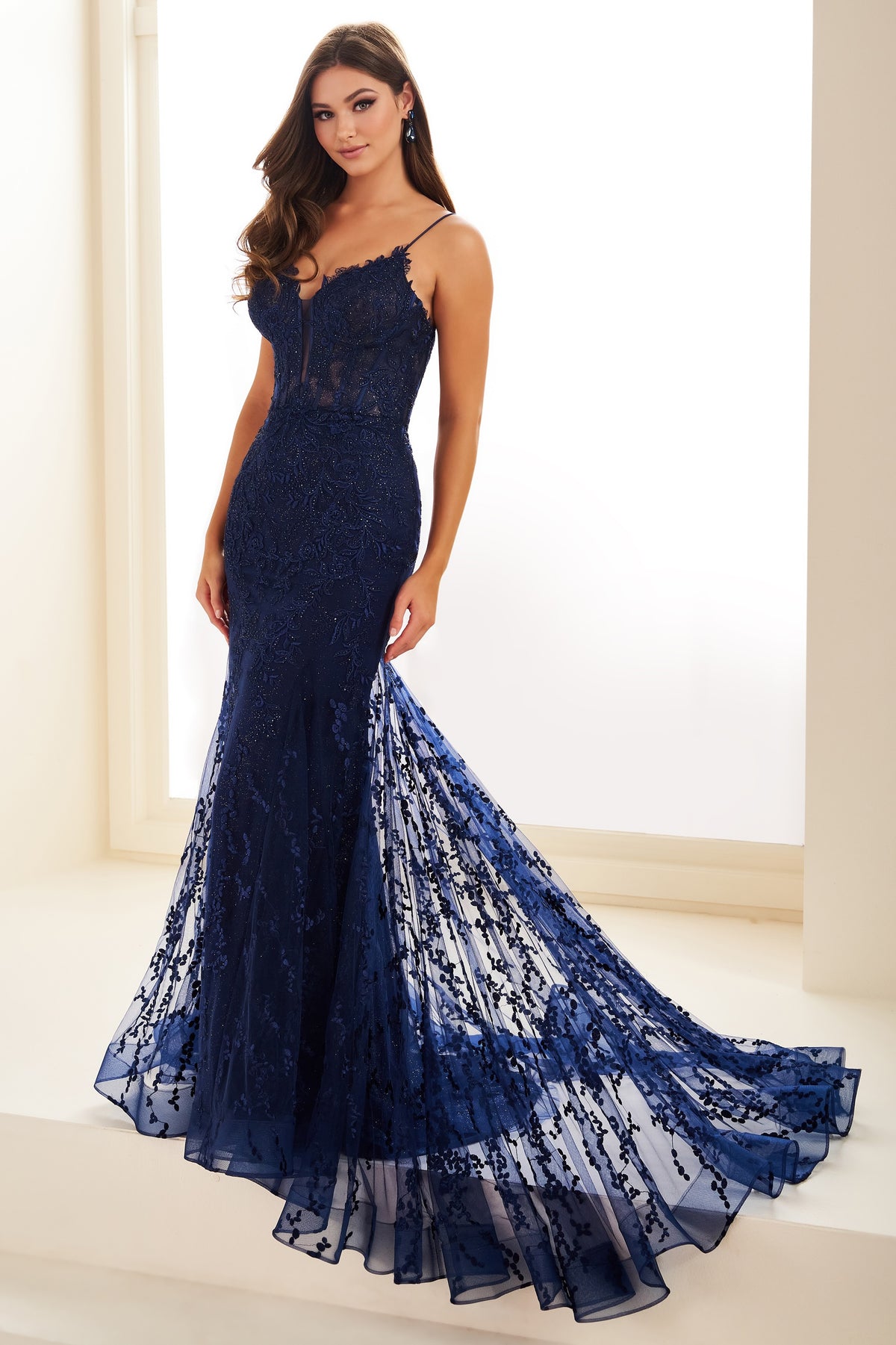 Corset Glitter Tulle Trumpet Gown