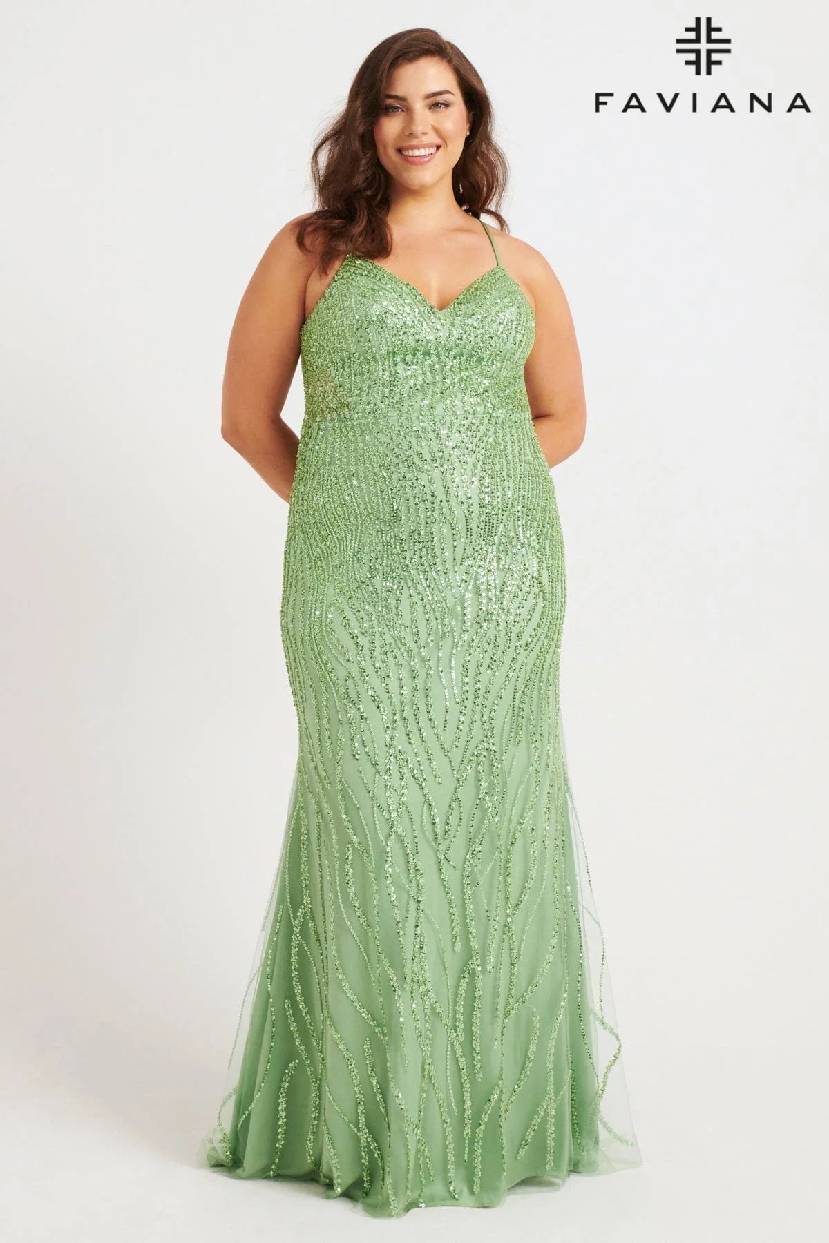 Curvy Beaded Corset Style Gown