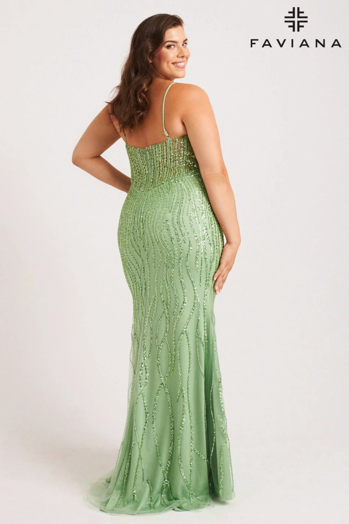 Curvy Beaded Corset Style Gown