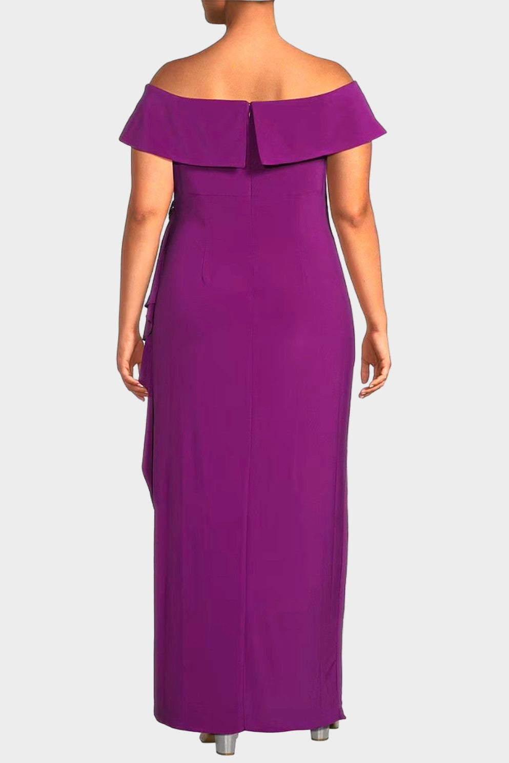 Curvy Off Shoulder Side Ruched Gown