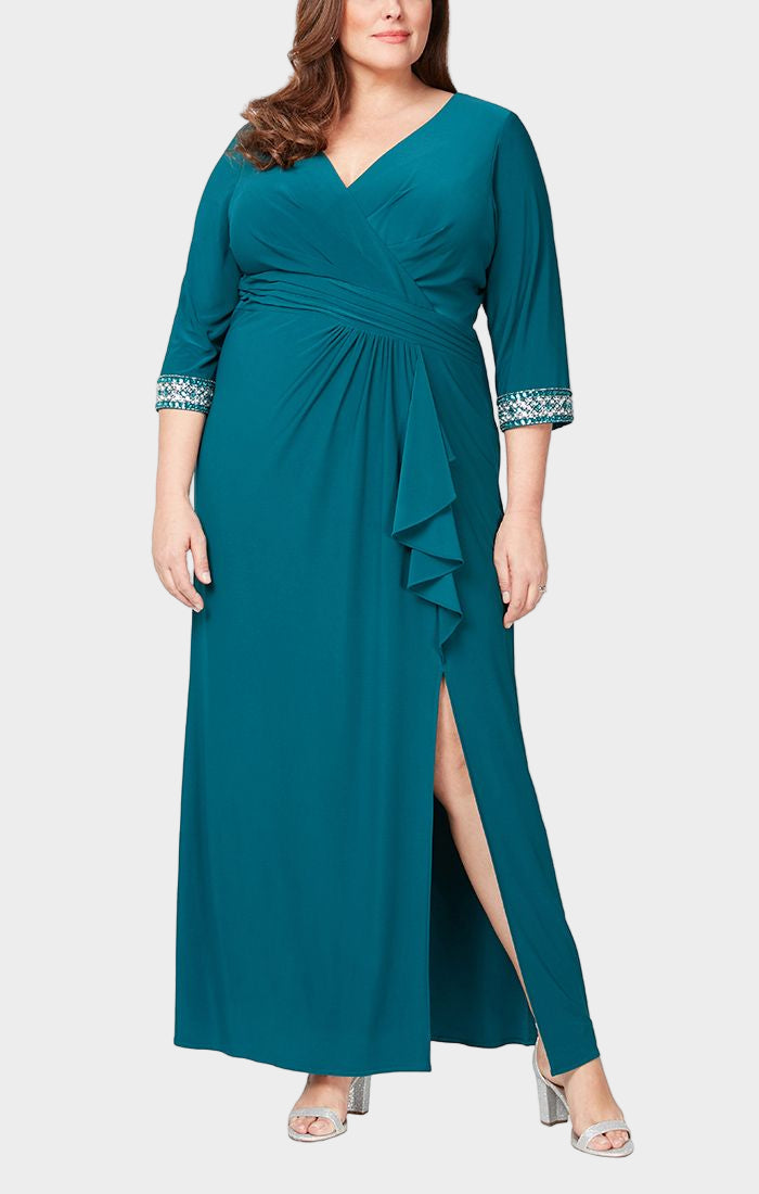 Curvy Pleated Drape Front Dress