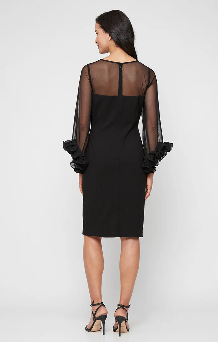 Dramatic Sheath Dress with Illusion Neckline & Sleeves