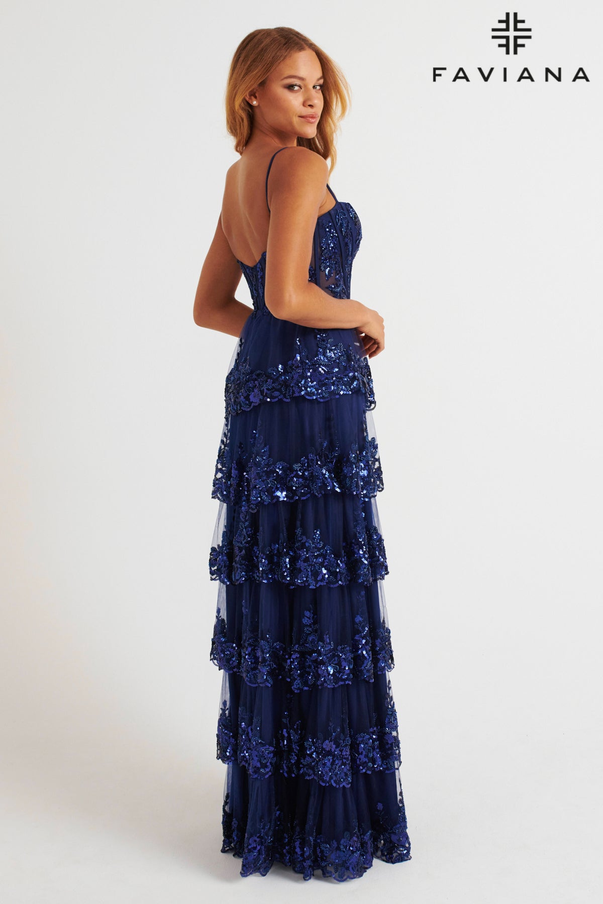 Embellished Layered Tulle Corset Bodice Gown