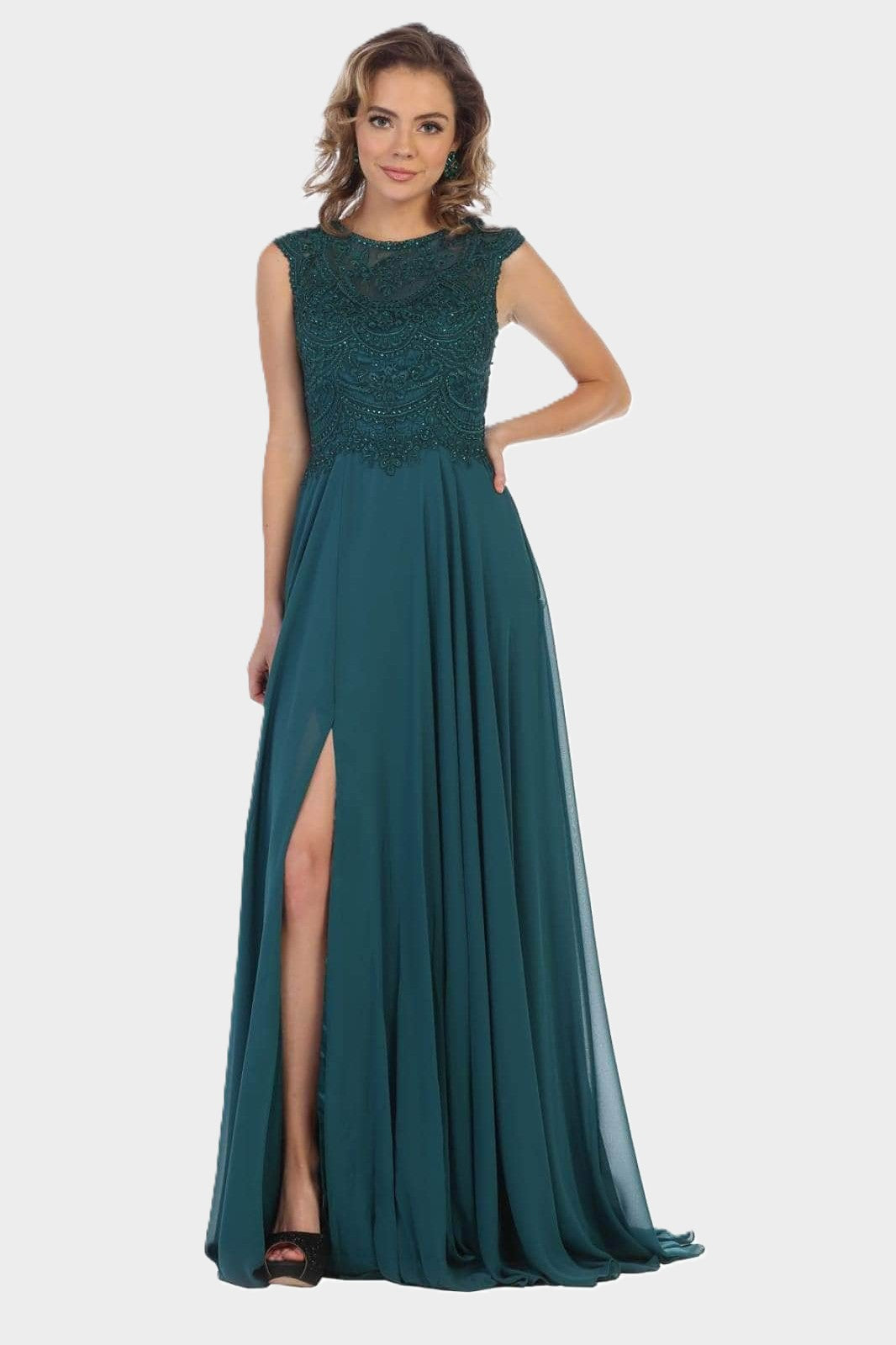 Embroidered Bodice Cap Sleeve Dress