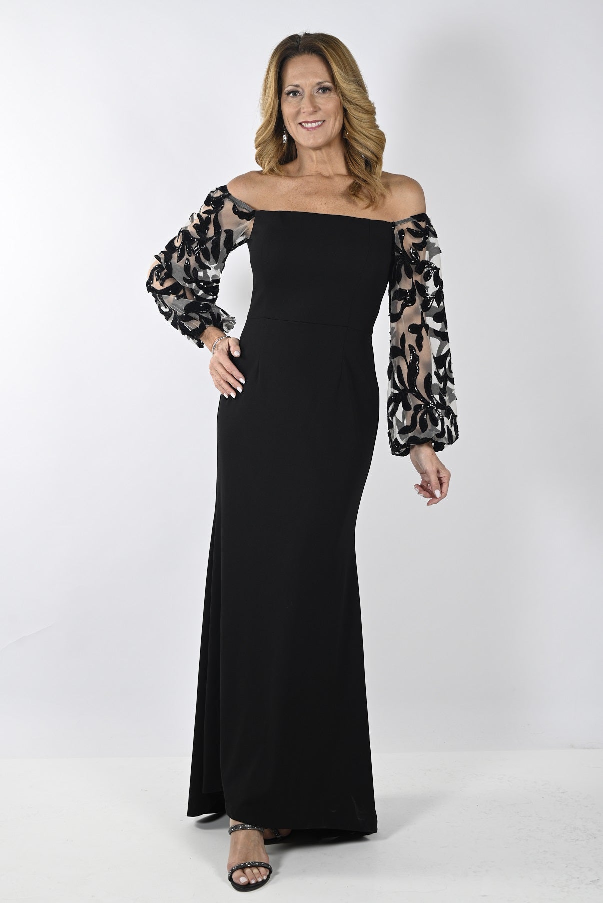 frank lyman dresses 189328 This elegant piece features a v Frank Lyman Metallic Patterned Dress