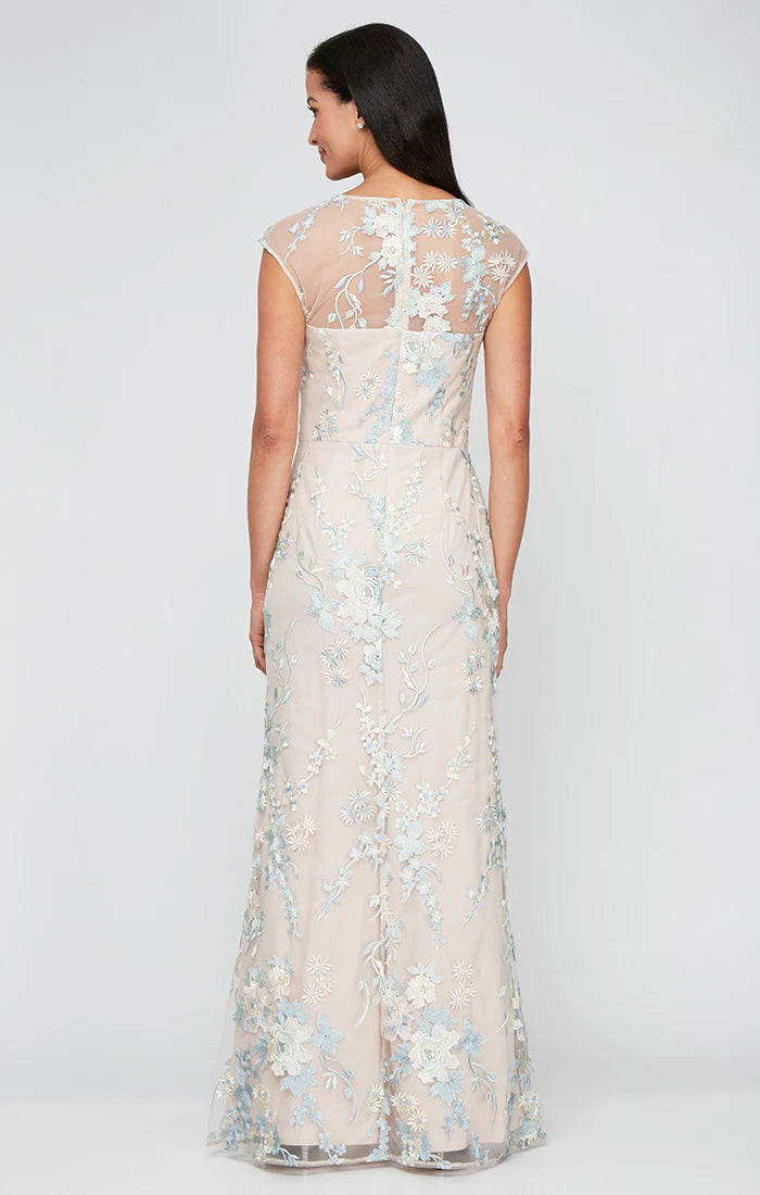 Embroidered Sweetheart Neck Long Dress