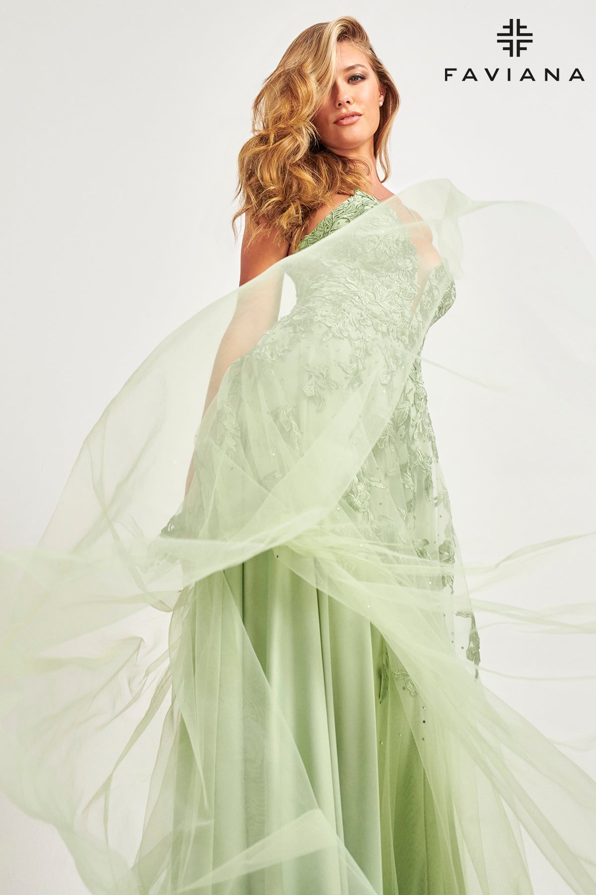 Embroidered & Sequin Tulle Lace-up Back Gown