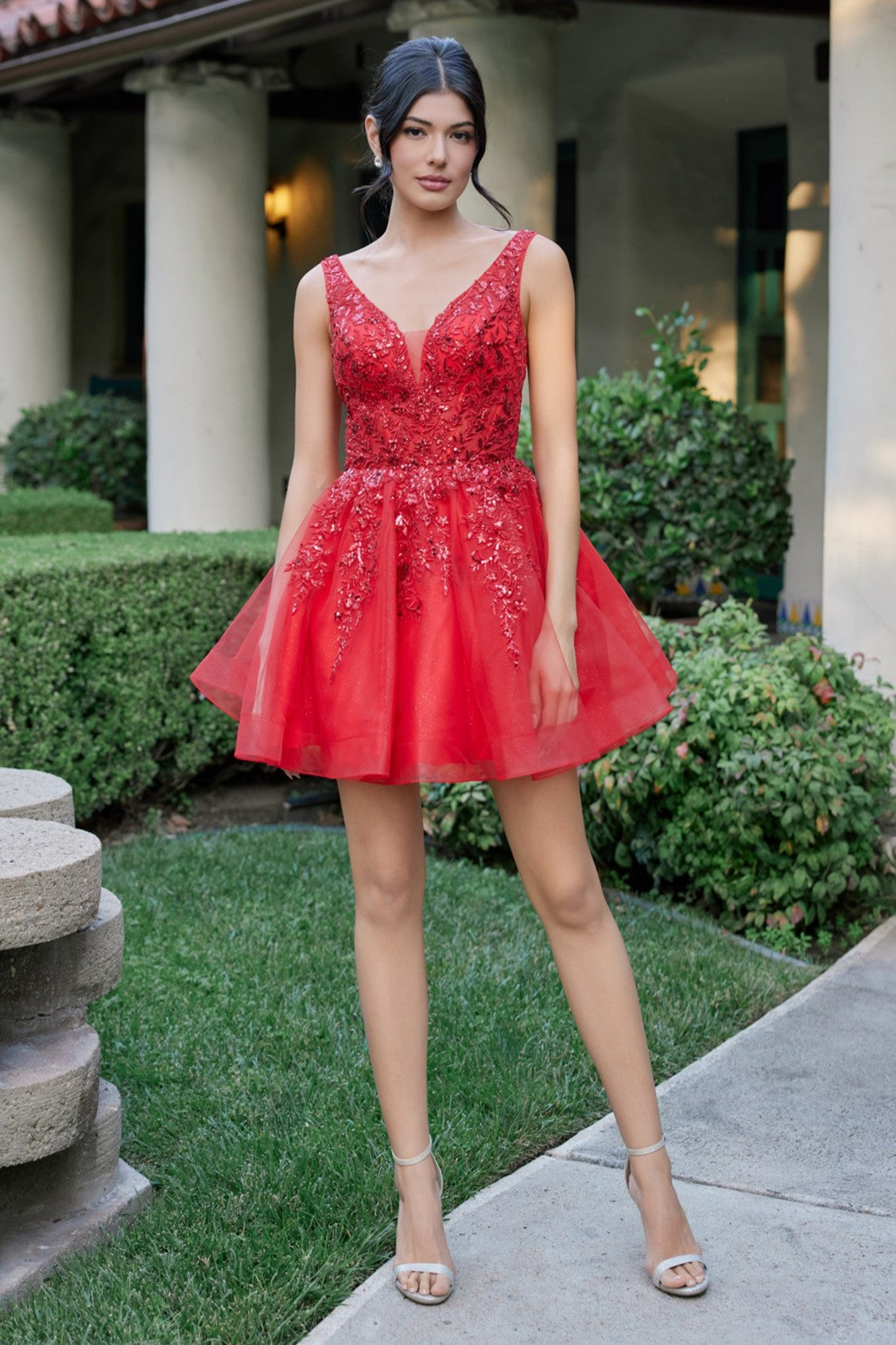 Floral Lace Embroidered Short Dress