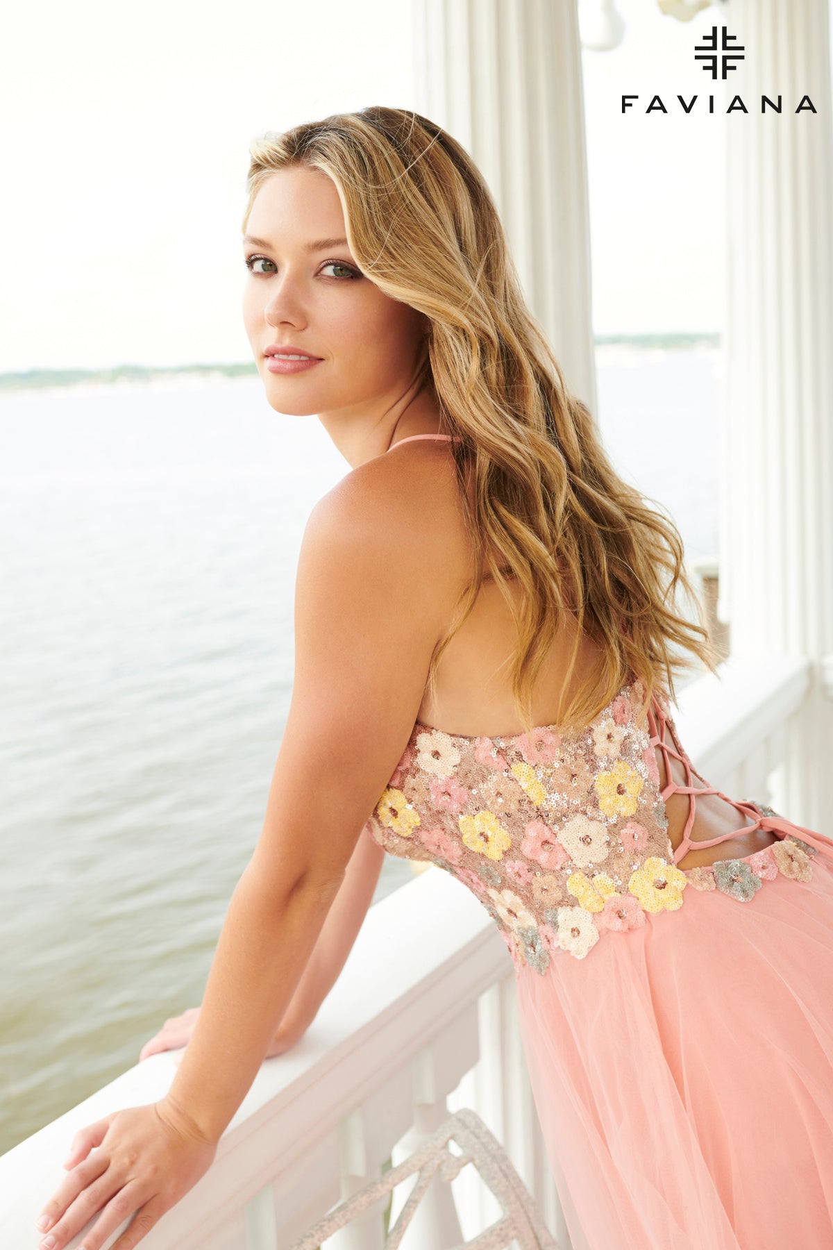 Floral Sequin Flowy Tulle Gown