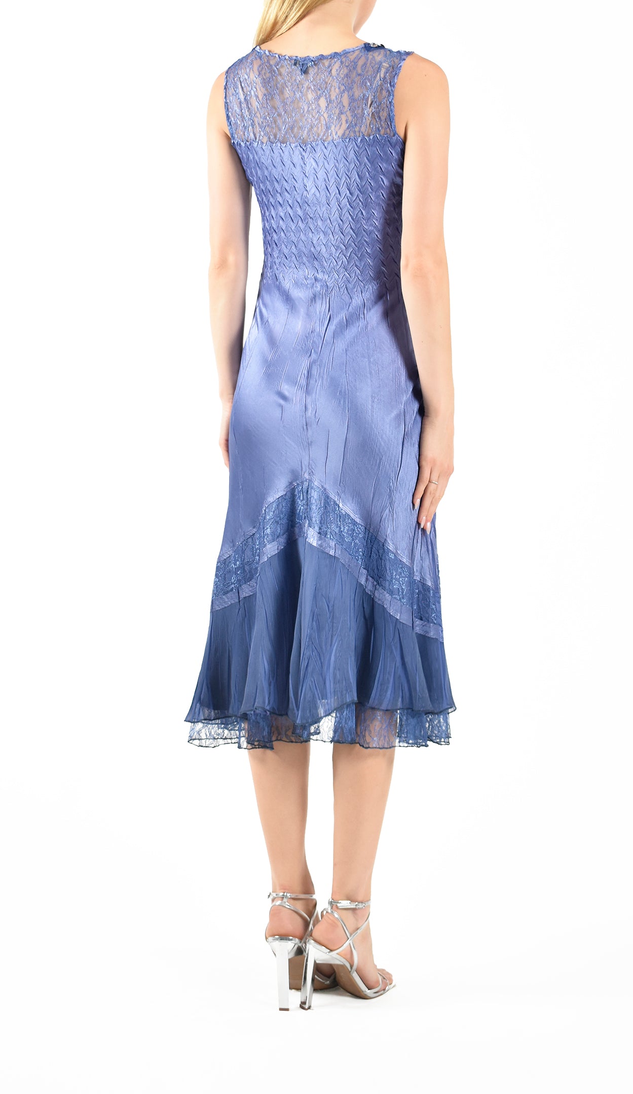 Fregatta Blue Pleated Charmeuse Dress With Jacket