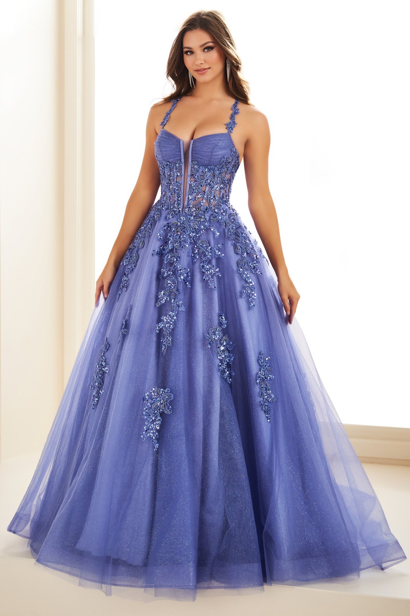 Glamorous Embellished Corset Glitter Tulle Ball Gown