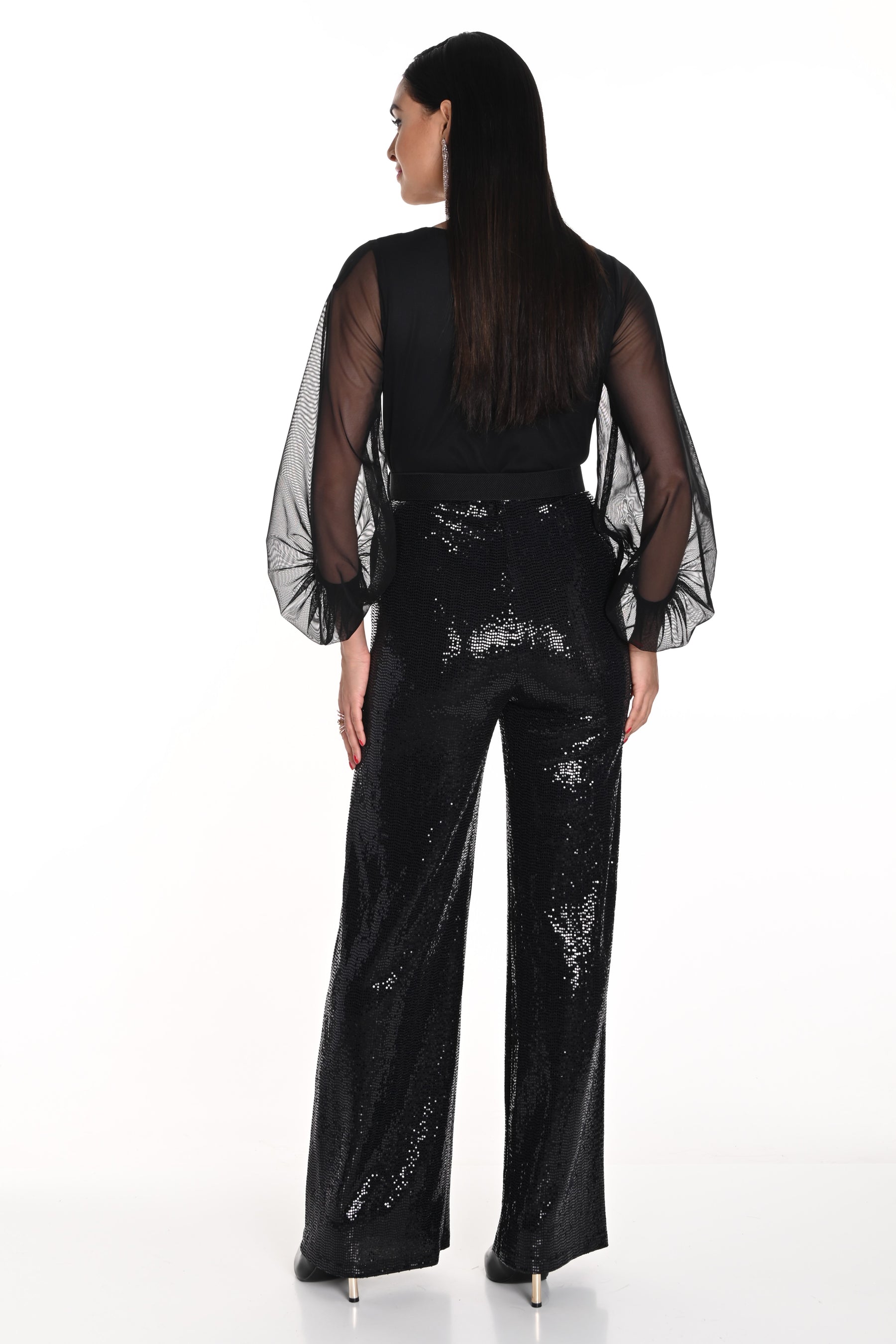 Glitzy Jumpsuit With Rosette Belt