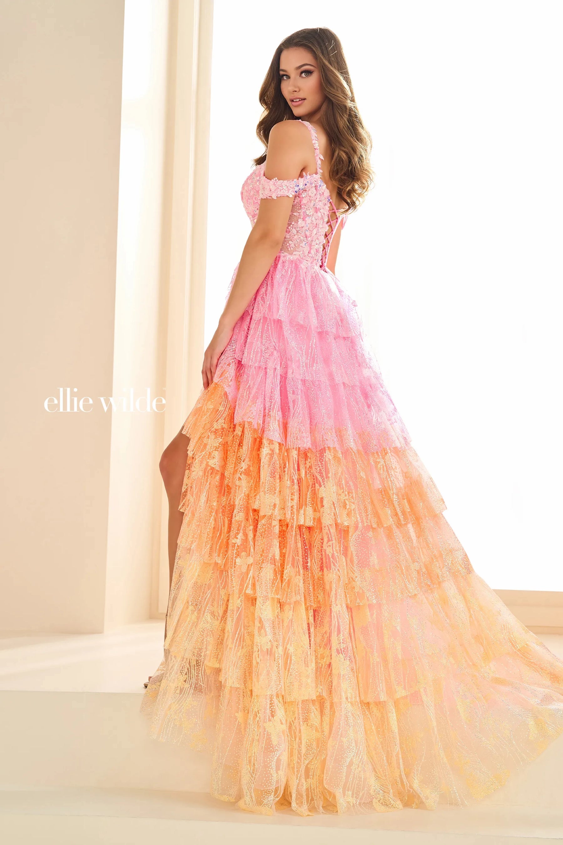Glow in The Dark Sorbet Ombre Layered Gown