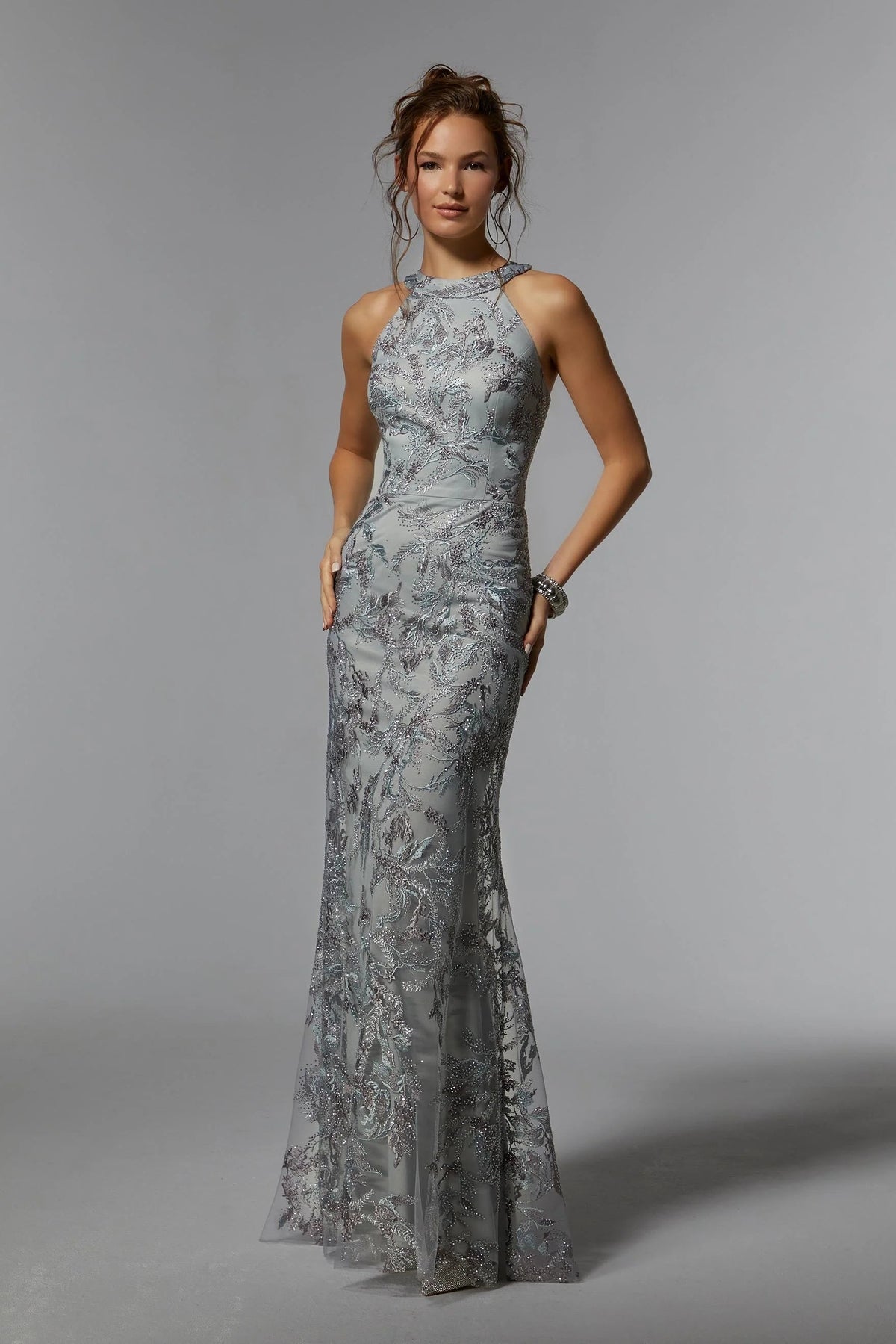 Halter Beaded Sheath Dress