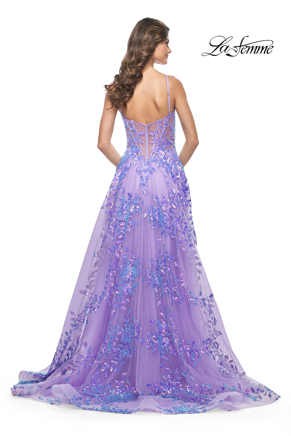Illusion Bodice with Two Tone Sequins Gown
