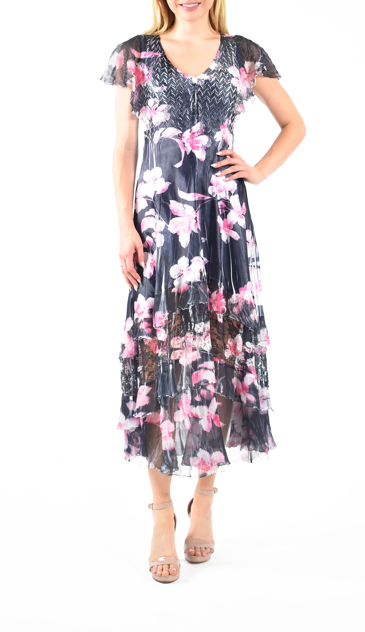 Ina Flower Flutter Sleeve Dress