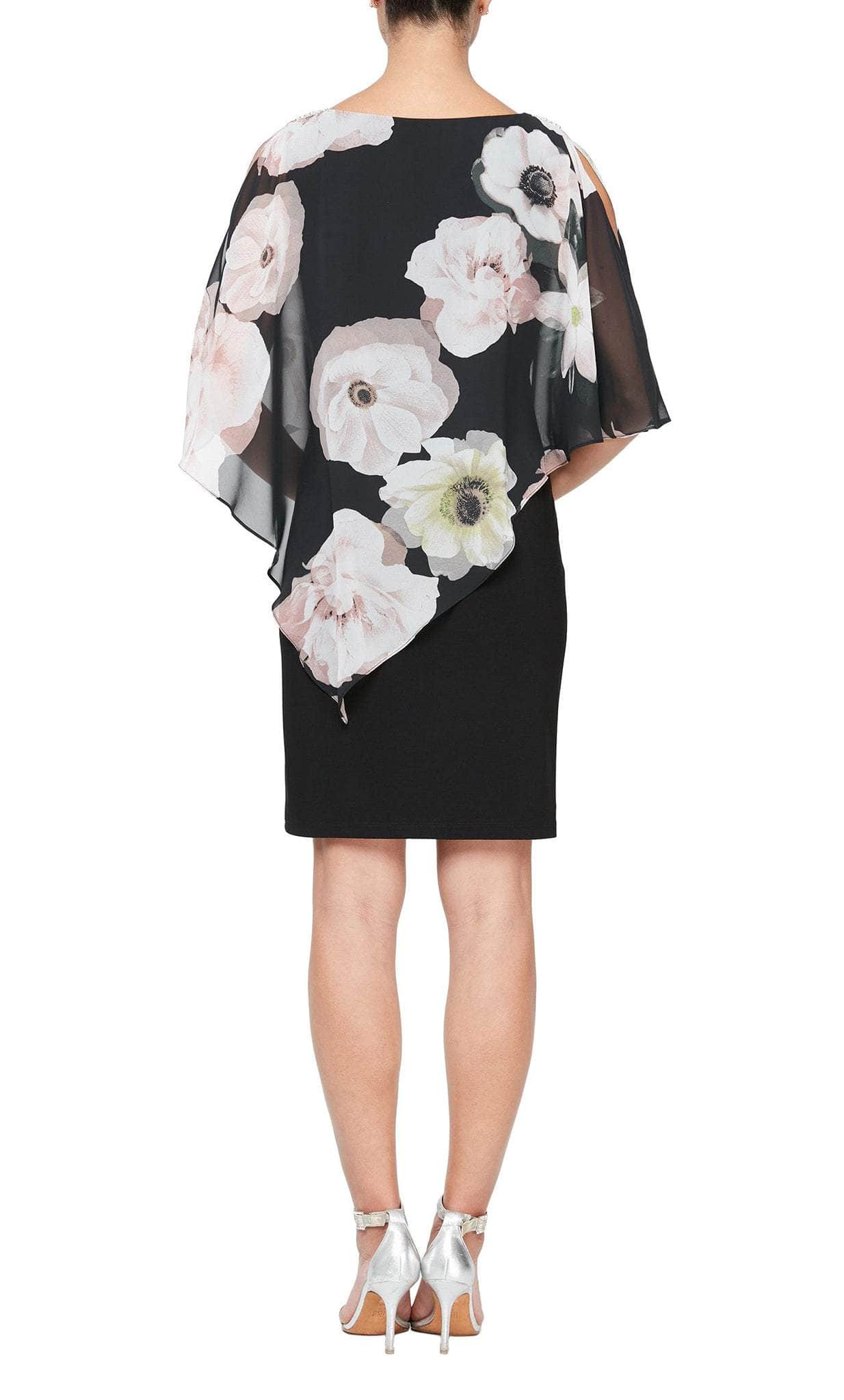 Jewel Detail Floral Overlay Dress