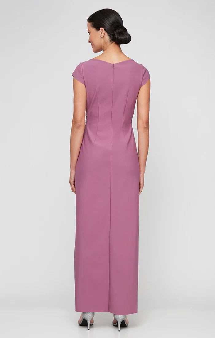 Jewel Embellished Side Ruched Cap Sleeve Dress