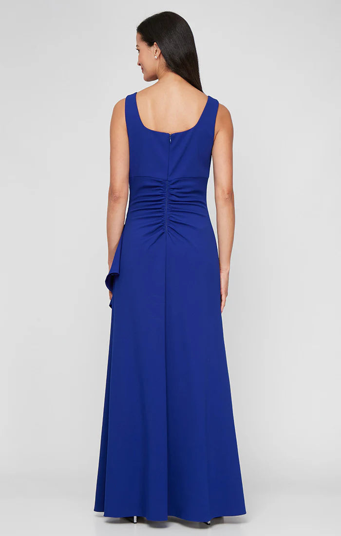 Jewel Neck Cascading Ruffle Dress With Jacket