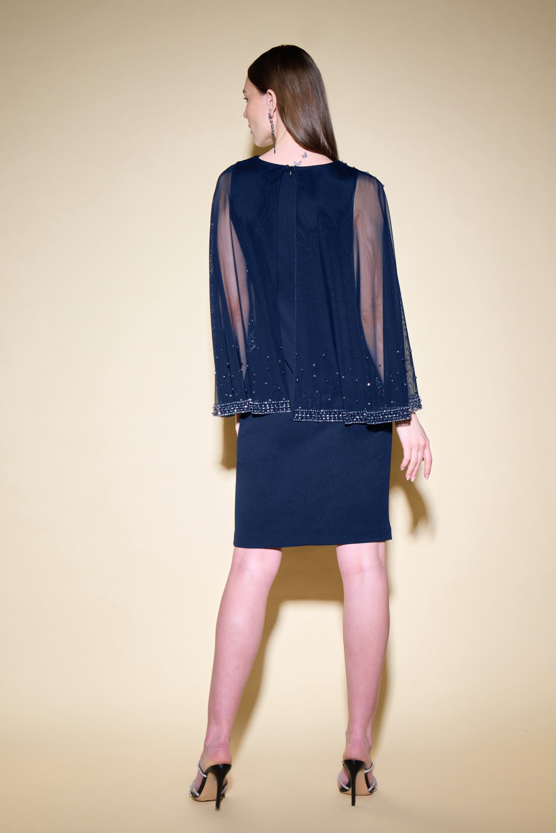 Jewelled Mesh Capelet Dress