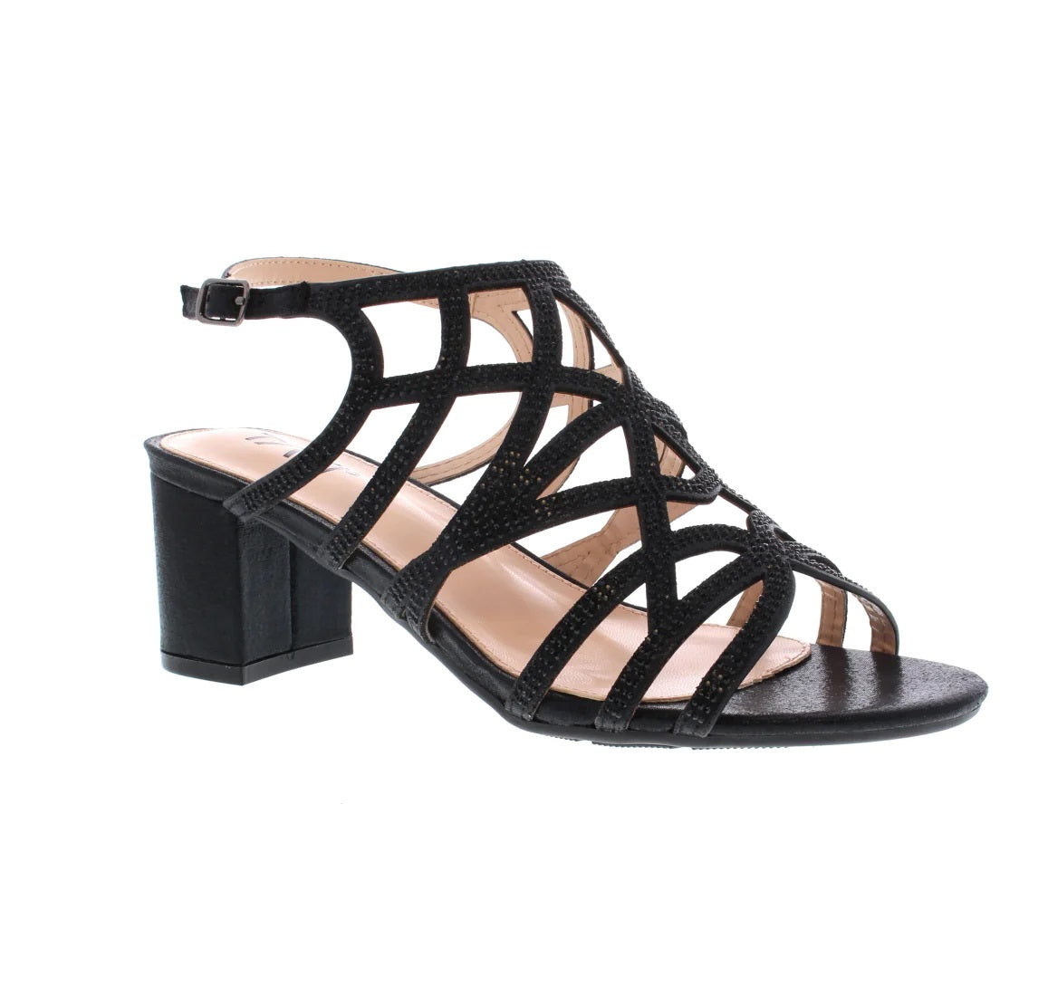 Macy Black Caged Strap Shoe