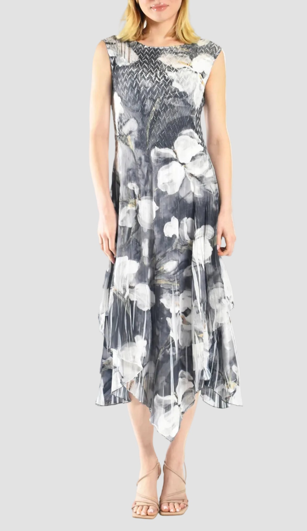Midnight Magnolia Asymmetrical Layered Hem Dress