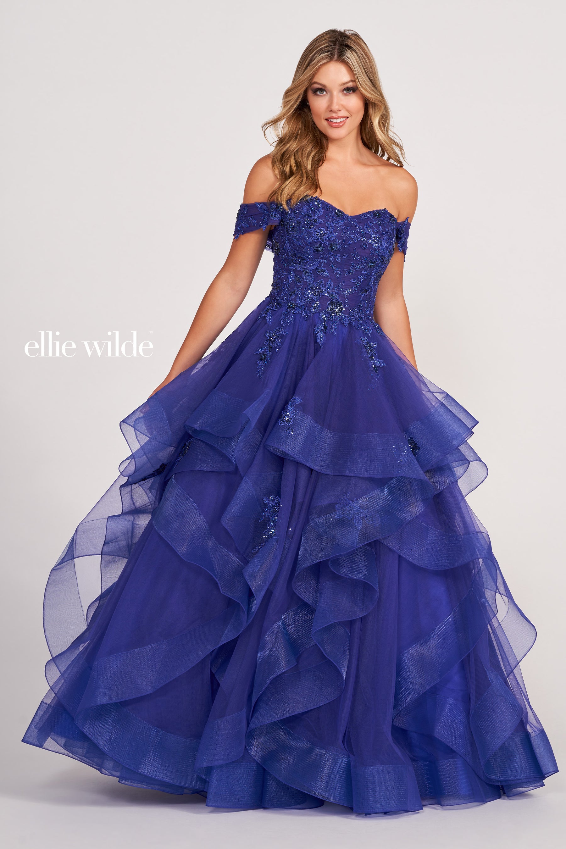 Off Shoulder Crystal Beaded Ballgown