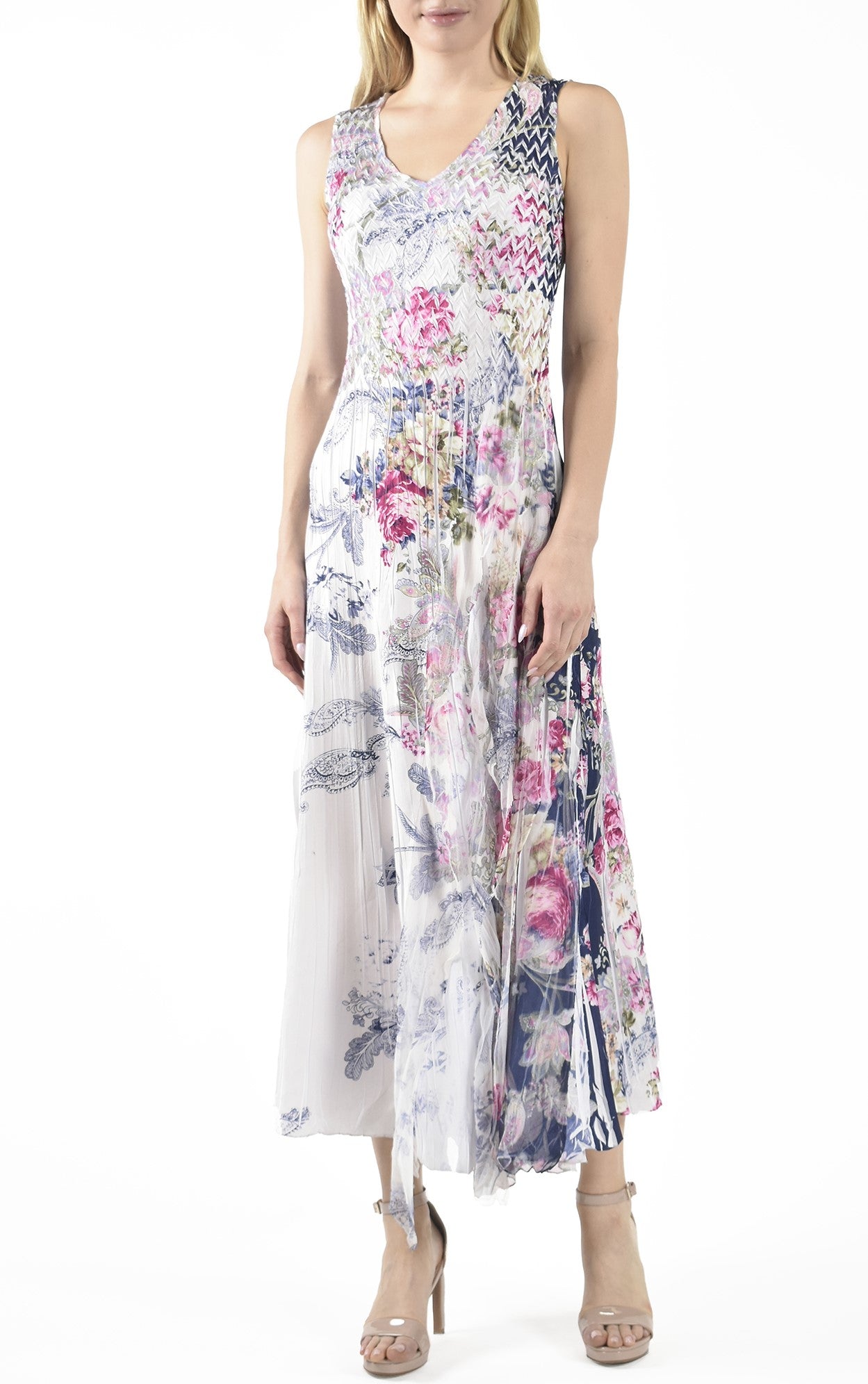 Paisley Bloom V-Neck Long Dress