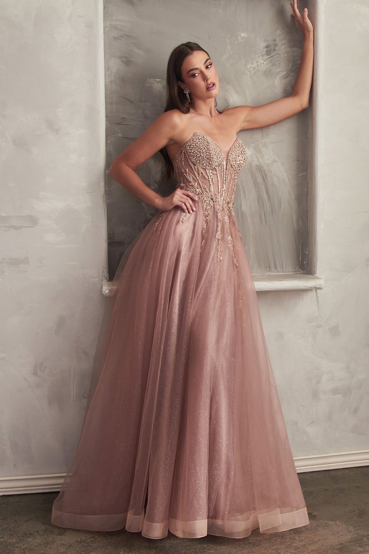 Pearl Shimmery Strapless Gown