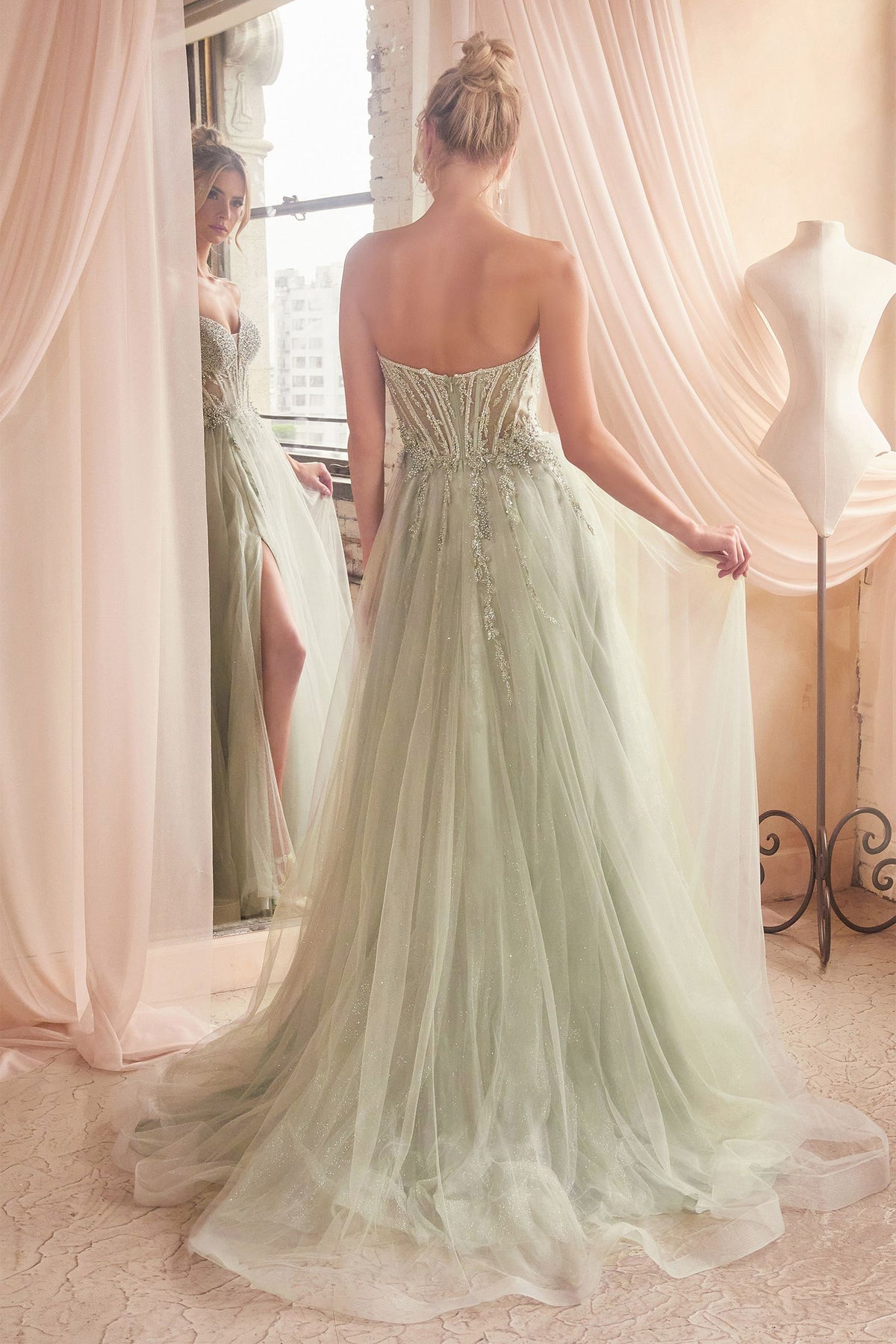 Pearl Shimmery Strapless Gown