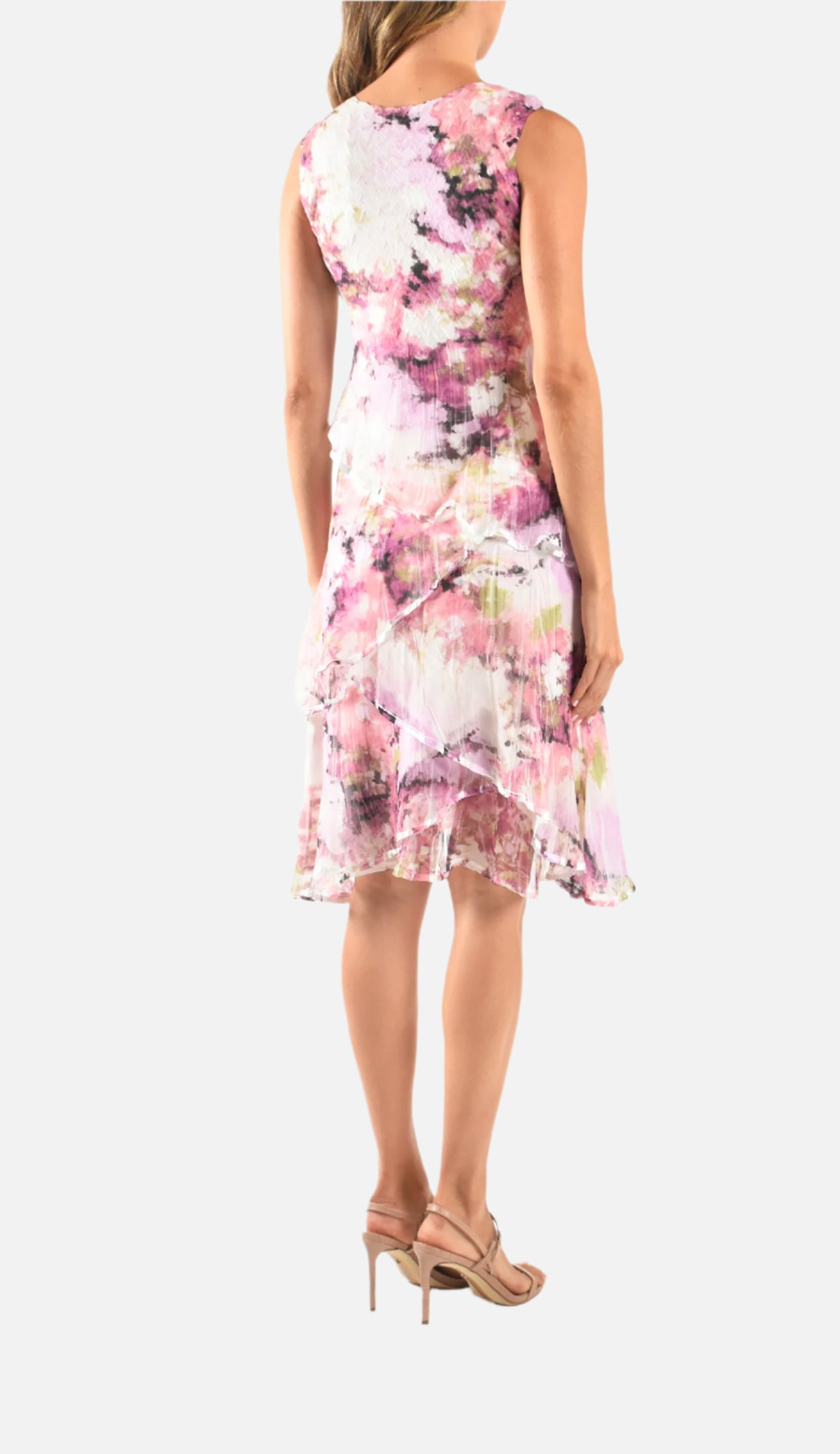 Pink Luminariat Layered V-Neck Sleeveless Dress