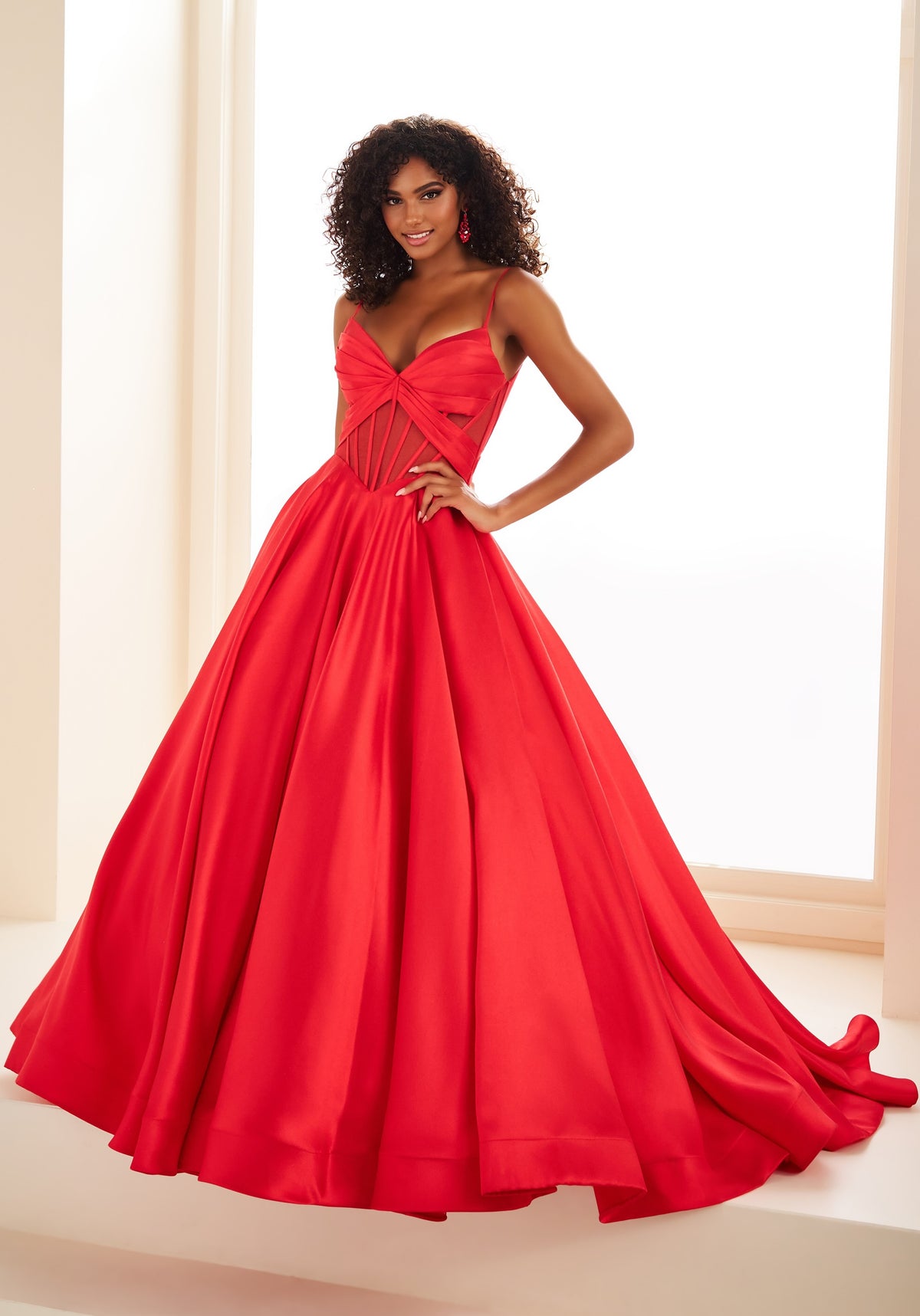 Pleated Illusion Corset Ballgown
