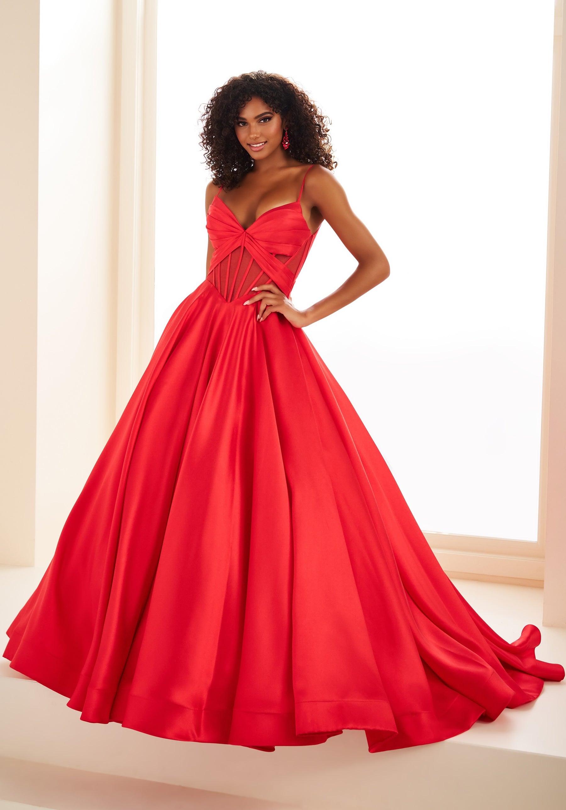Pleated Illusion Corset Ballgown