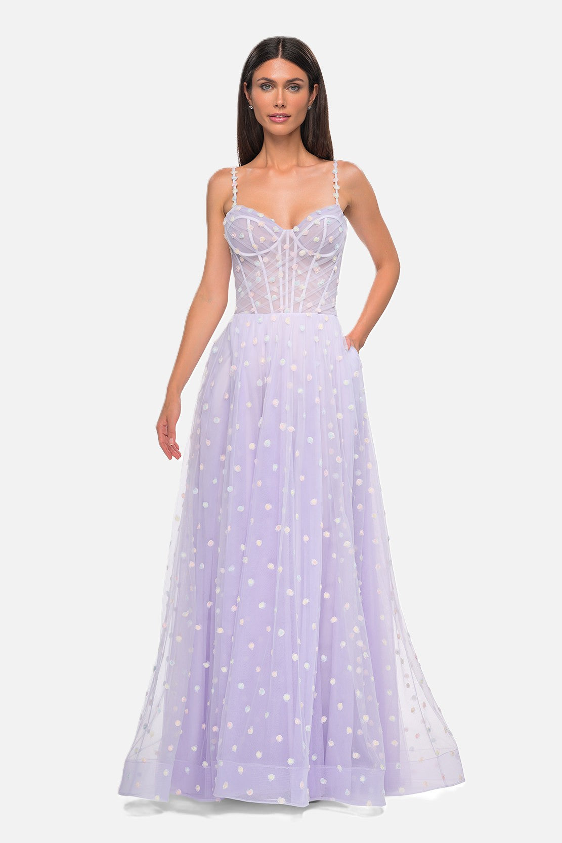 Pretty Polka Dot Applique Gown