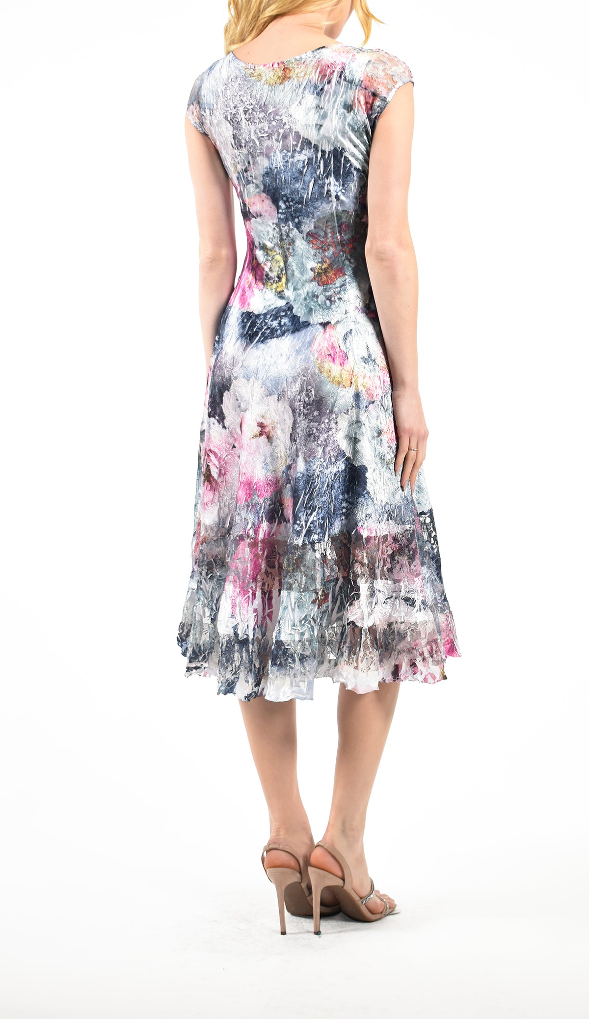 Rapture Rose Print Lace Cap Sleeve Dress