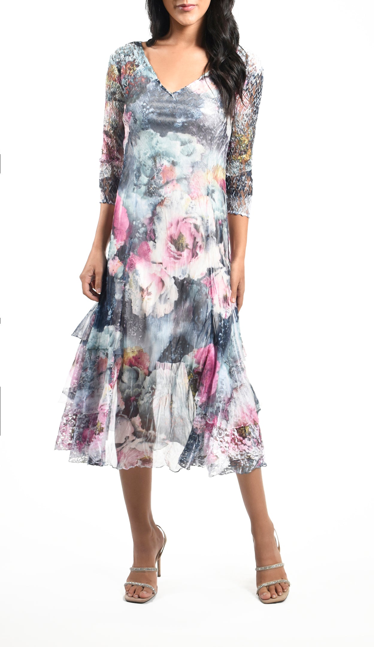Rapture Rose Print Tiered Dress