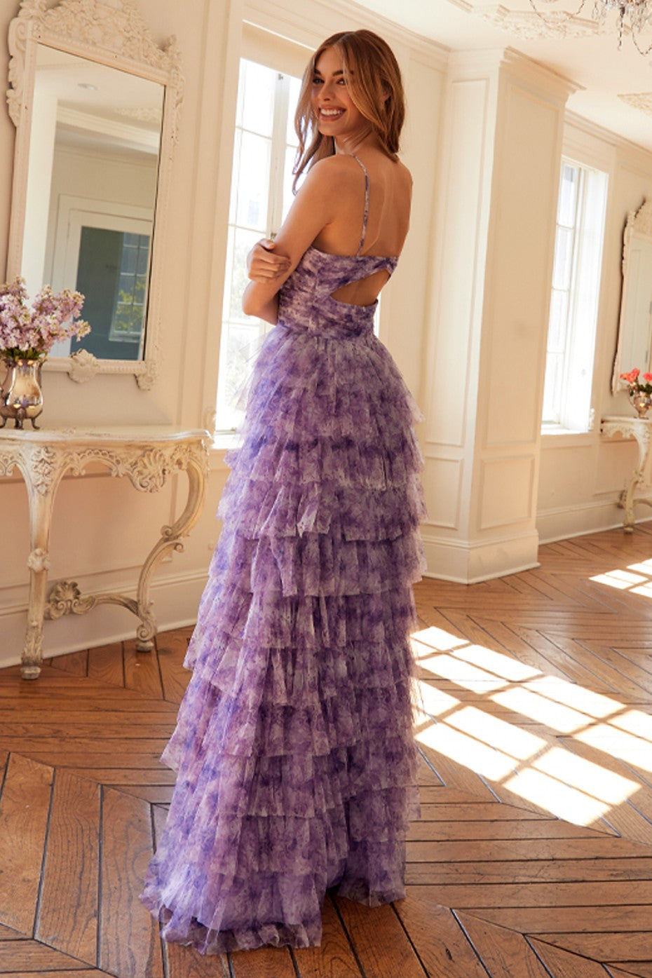 Romantic Layered Tulle Gown with Twisted Pleat Bodice