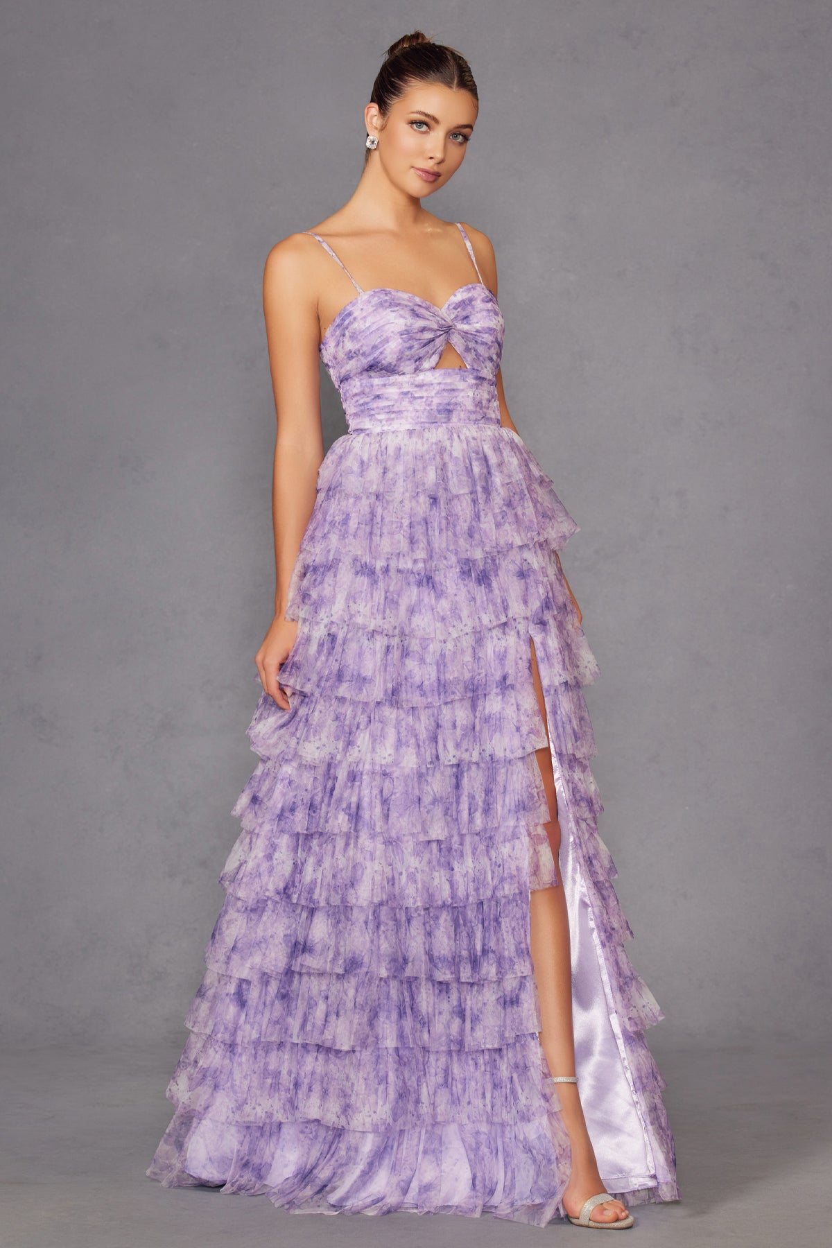 Romantic Layered Tulle Gown with Twisted Pleat Bodice