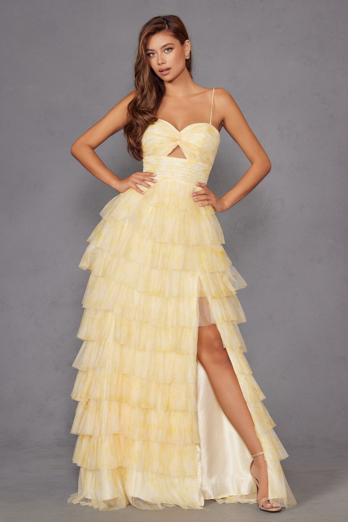 Romantic Layered Tulle Gown with Twisted Pleat Bodice