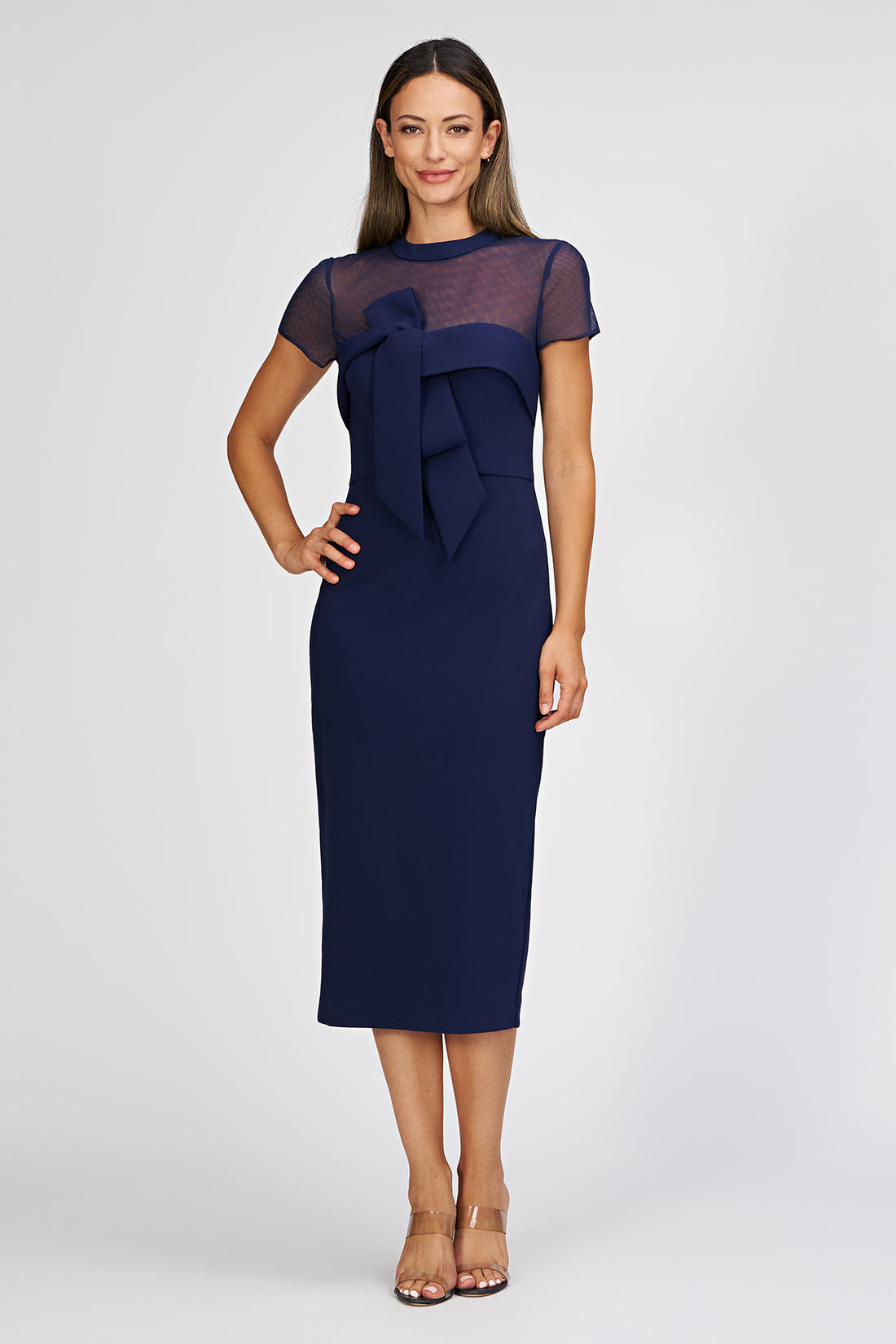 Navy Roselle Bow Cocktail Dress