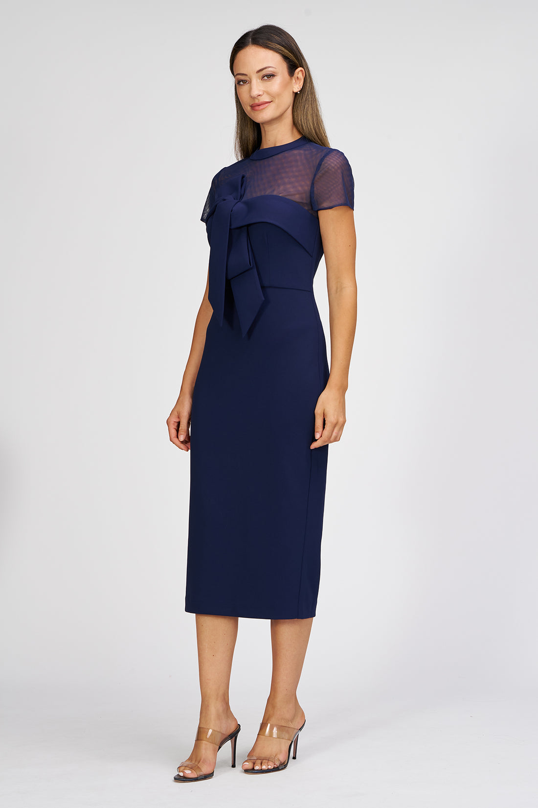 Navy Roselle Bow Cocktail Dress