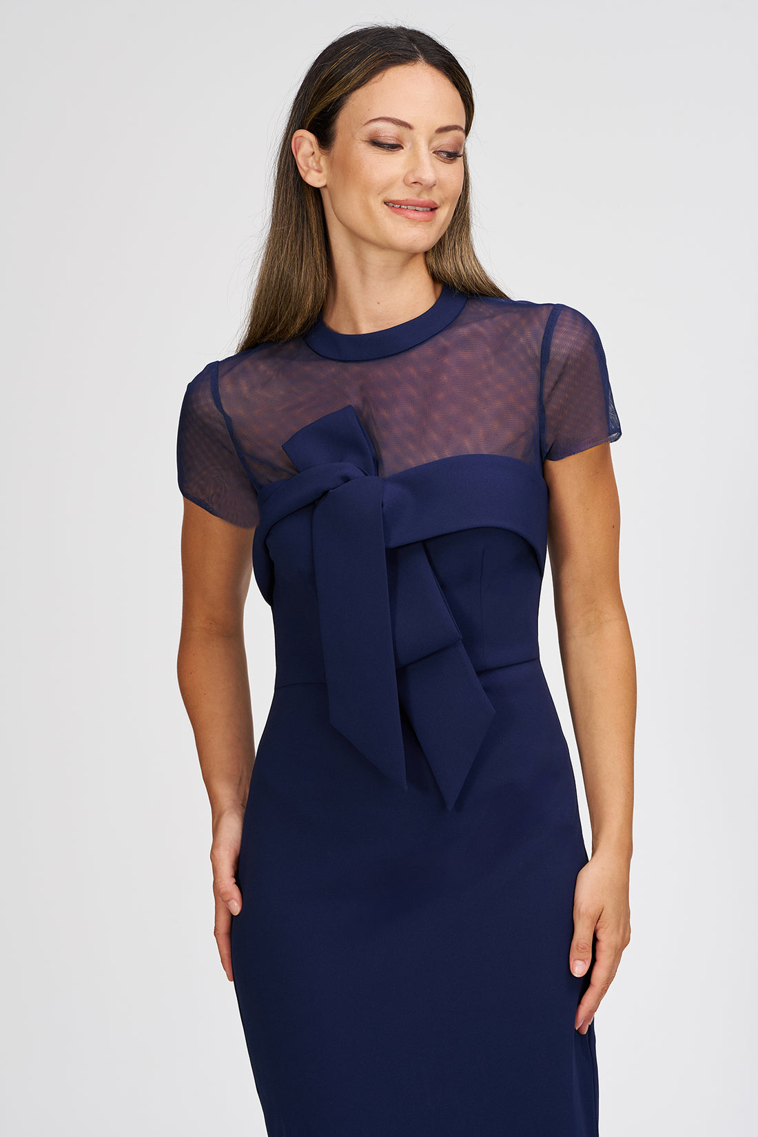 Navy Roselle Bow Cocktail Dress