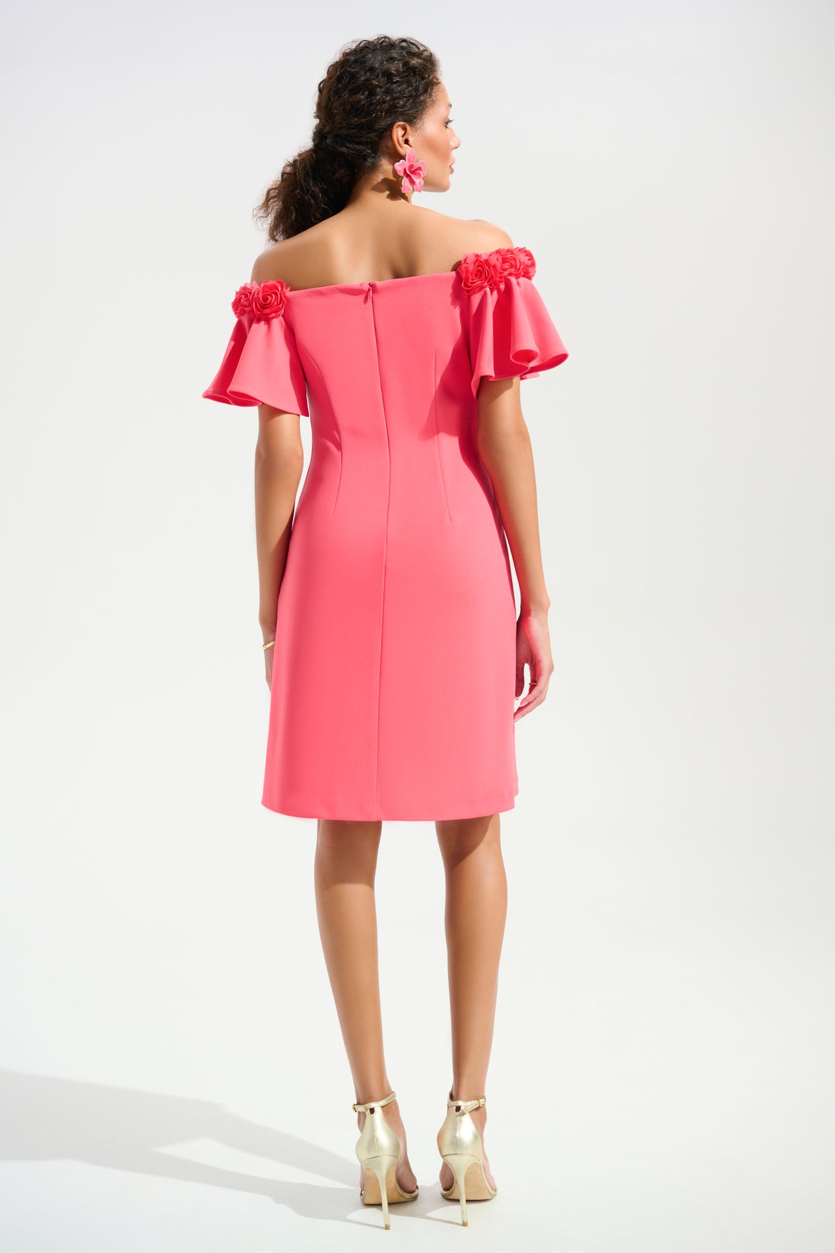 Rosette Flutter Sleeve A-line Shift Dress